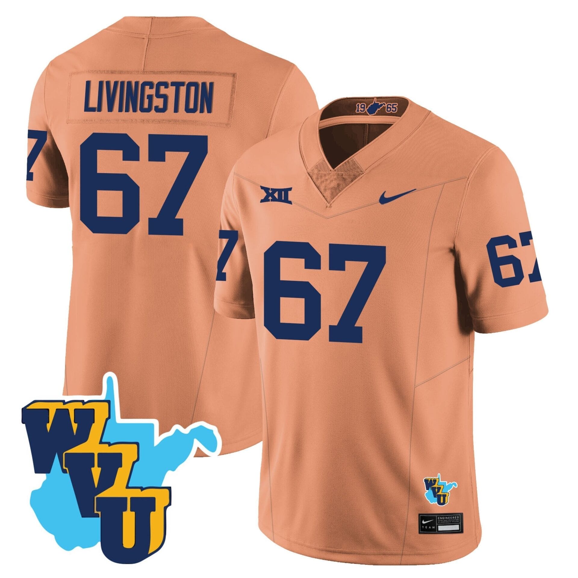West Virginia Mountaineers 1965-2025 Throwback Jersey - All Stitched - Image 24