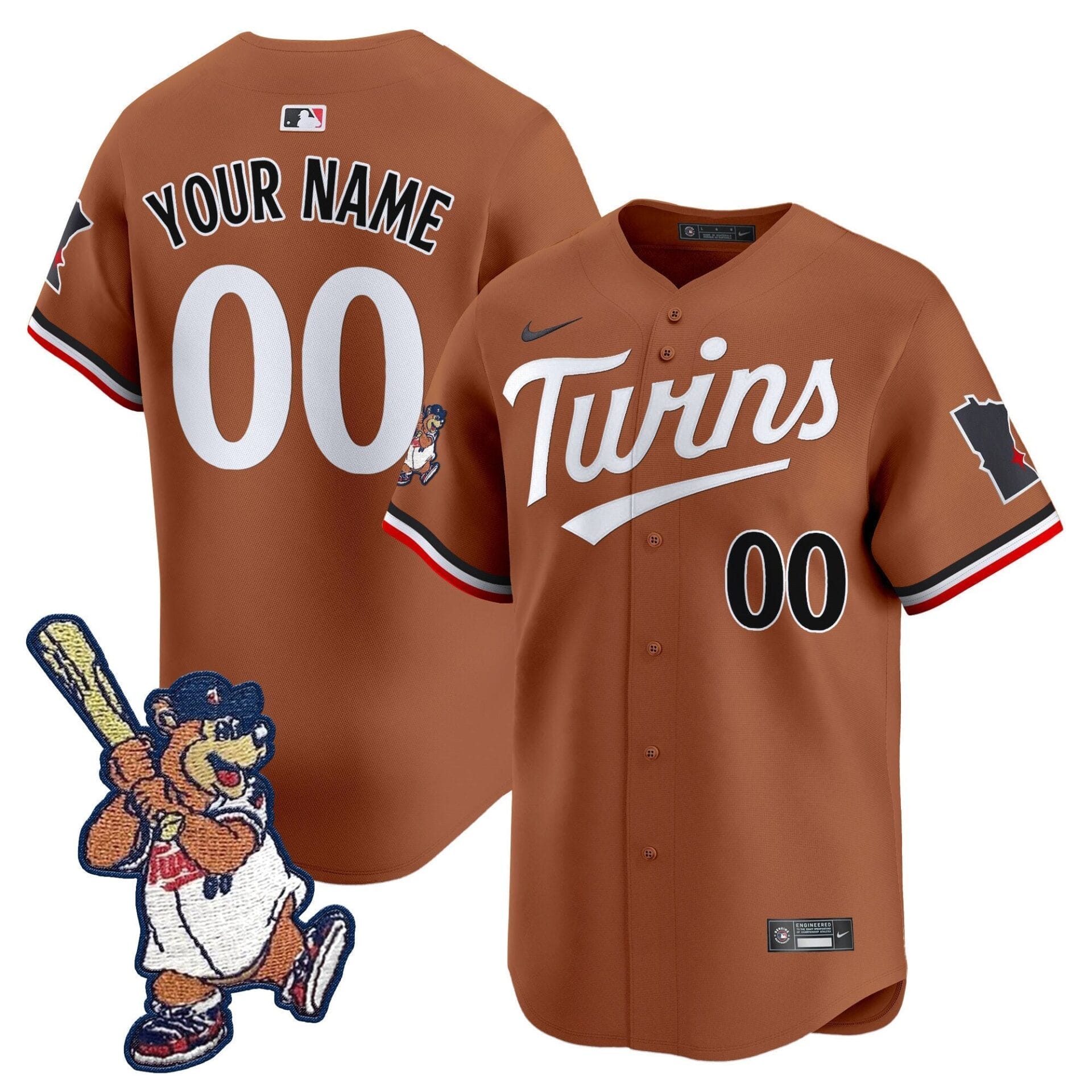 Minnesota Twins T.C. Bear Patch Vapor Premier Limited Custom Jersey - All Stitched