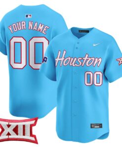 Houston Cougars Light Blue Custom Jersey - All Stitched