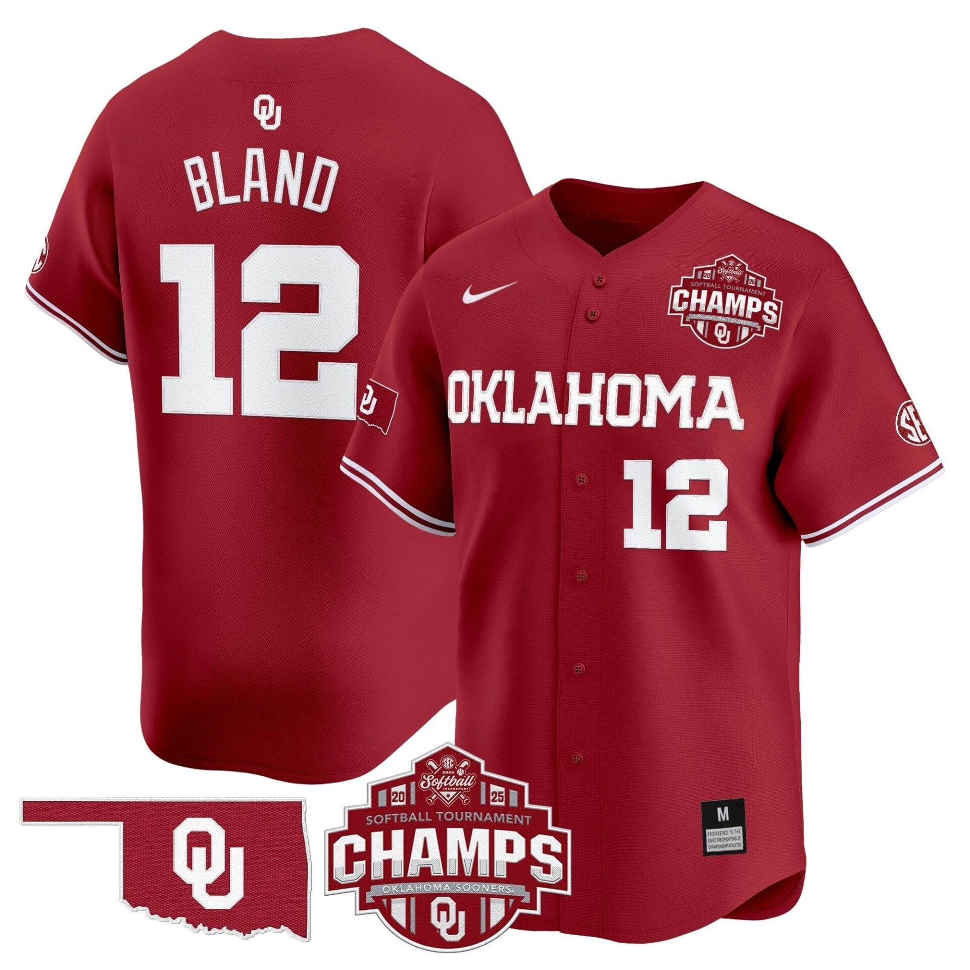 Oklahoma Sooners 2025 SEC Softball Conference Tournament Champions Patch Vapor Premier Limited Jersey - All Stitched - Image 5