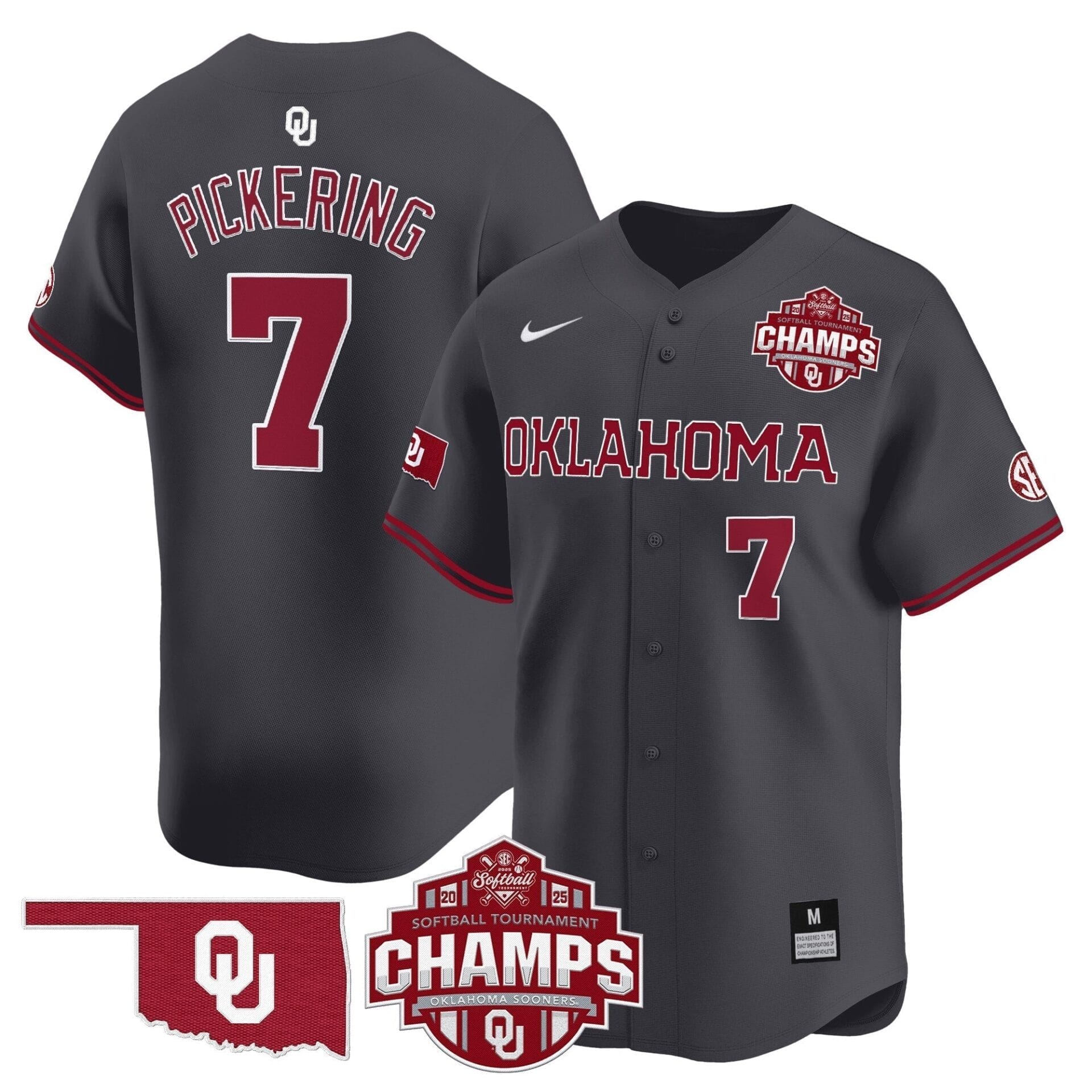 Oklahoma Sooners 2025 SEC Softball Conference Tournament Champions Patch Vapor Premier Limited Jersey - All Stitched - Image 34