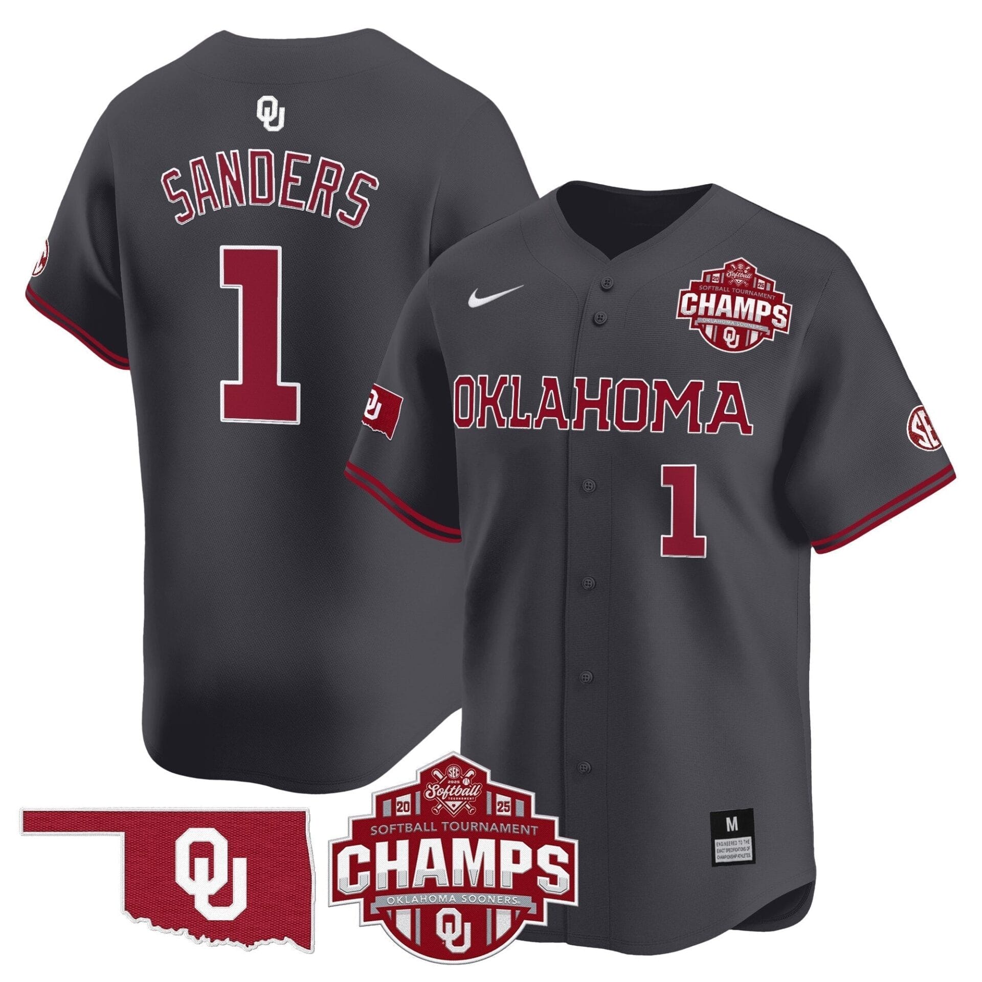 Oklahoma Sooners 2025 SEC Softball Conference Tournament Champions Patch Vapor Premier Limited Jersey - All Stitched - Image 31