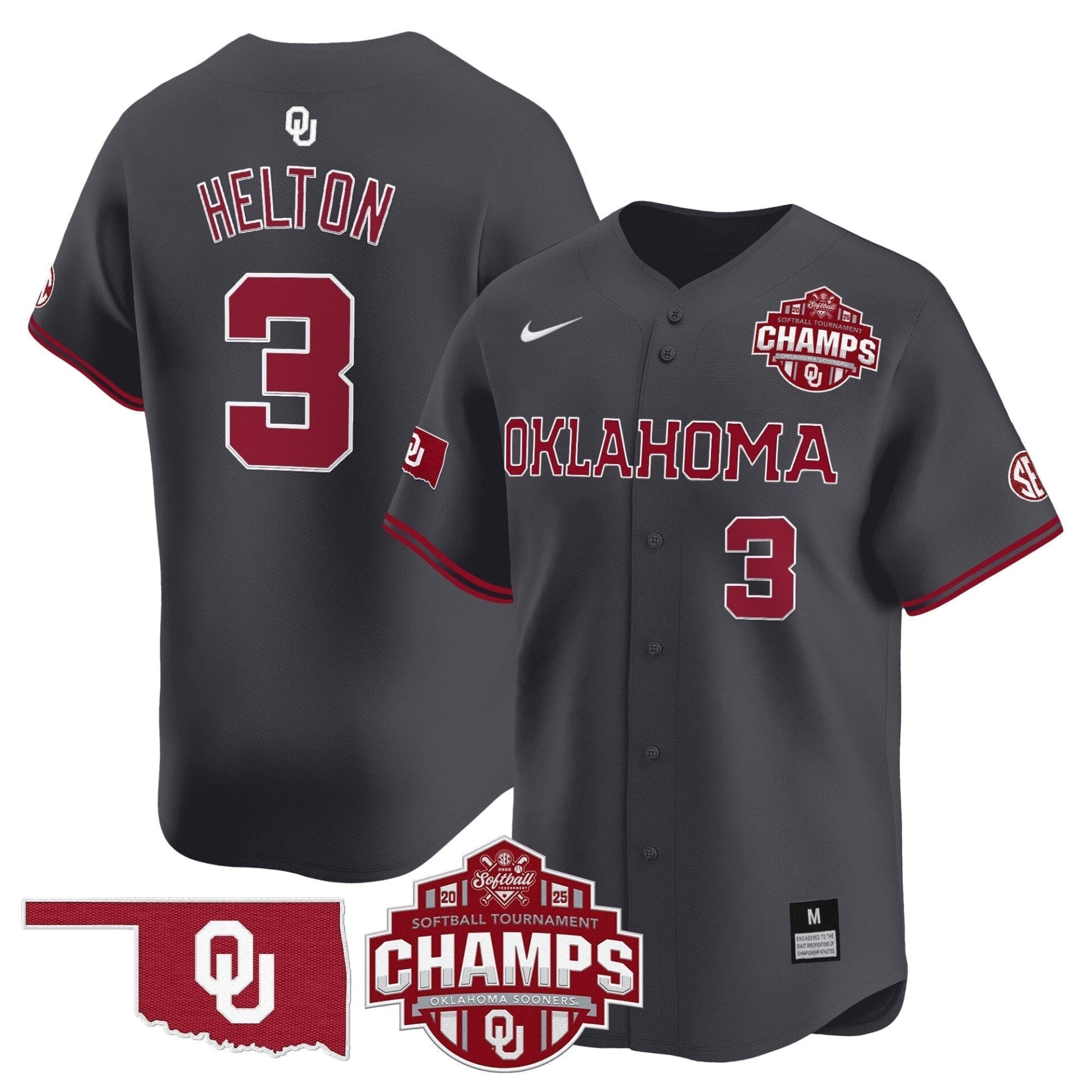 Oklahoma Sooners 2025 SEC Softball Conference Tournament Champions Patch Vapor Premier Limited Jersey - All Stitched - Image 33