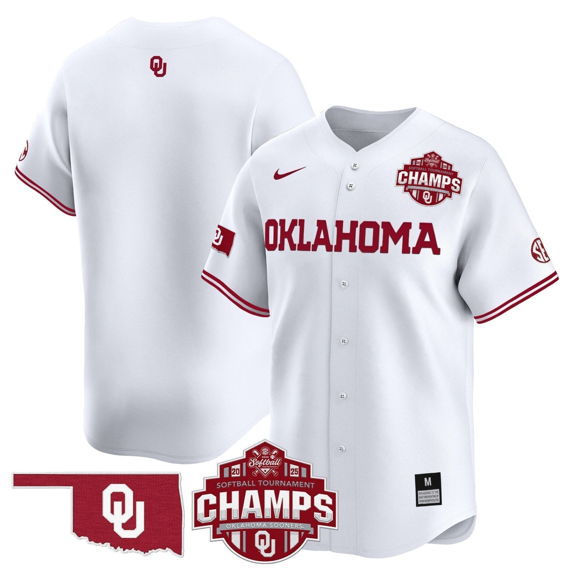 Oklahoma Sooners 2025 SEC Softball Conference Tournament Champions Patch Vapor Premier Limited Jersey - All Stitched - Image 20
