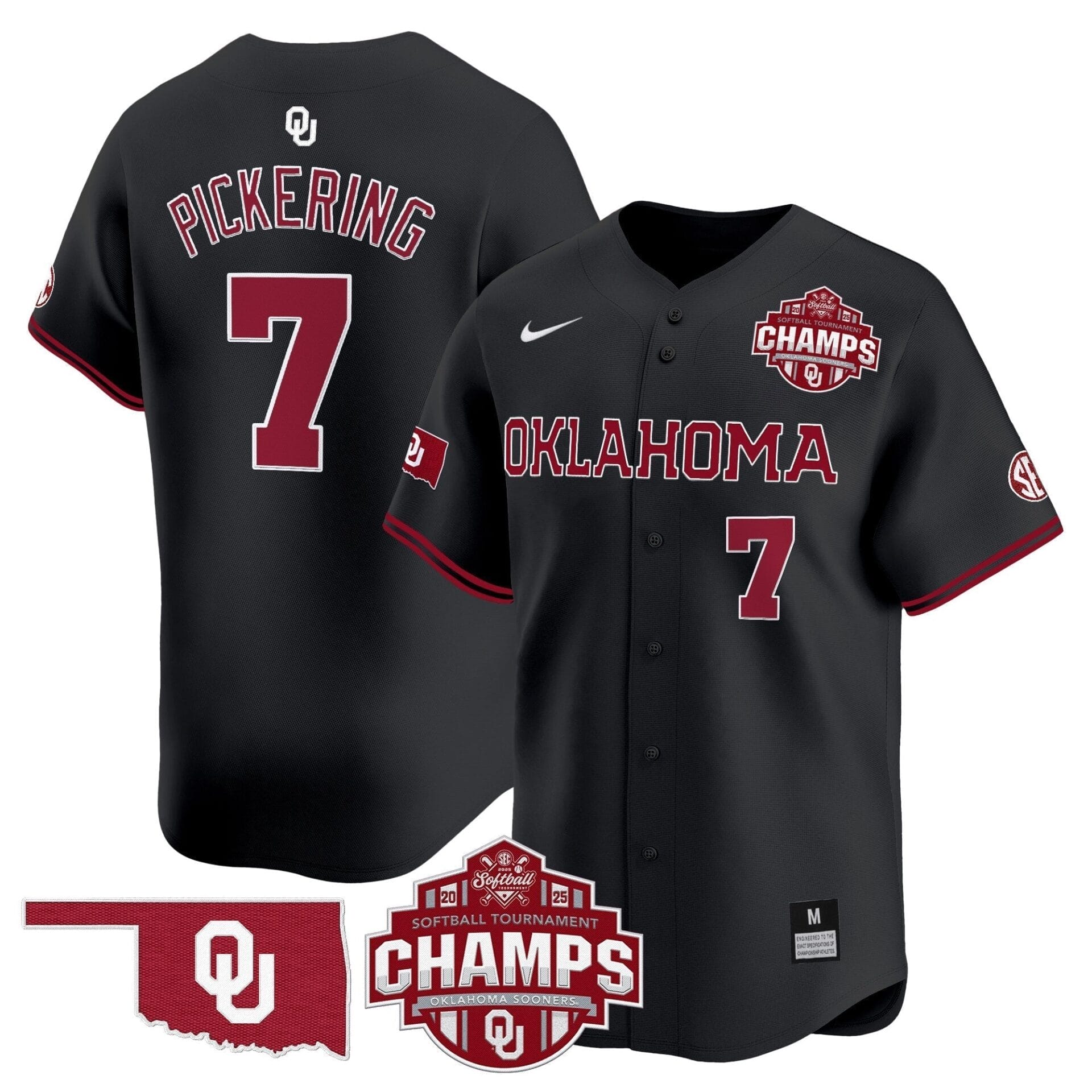 Oklahoma Sooners 2025 SEC Softball Conference Tournament Champions Patch Vapor Premier Limited Jersey - All Stitched - Image 24