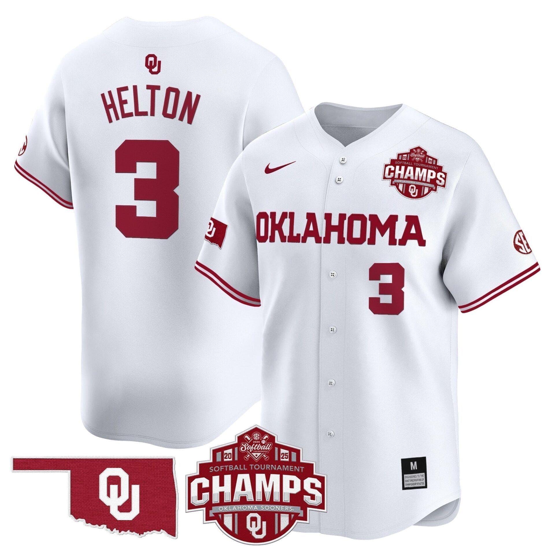 Oklahoma Sooners 2025 SEC Softball Conference Tournament Champions Patch Vapor Premier Limited Jersey - All Stitched - Image 13