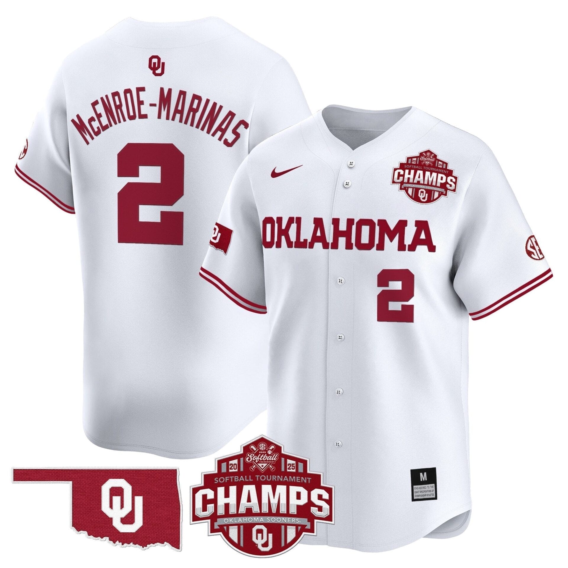 Oklahoma Sooners 2025 SEC Softball Conference Tournament Champions Patch Vapor Premier Limited Jersey - All Stitched - Image 12