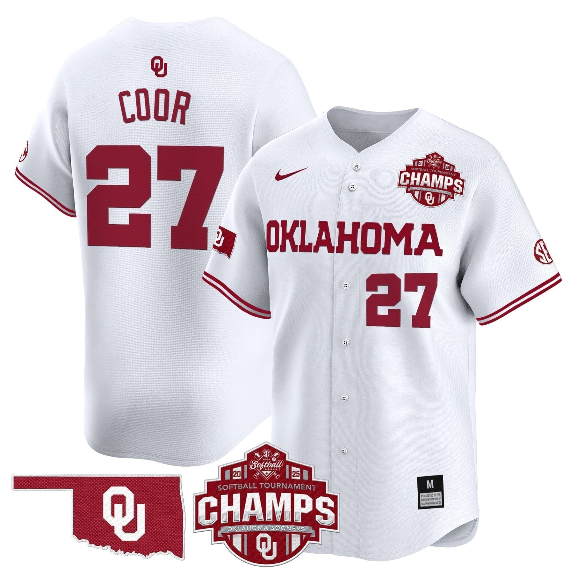 Oklahoma Sooners 2025 SEC Softball Conference Tournament Champions Patch Vapor Premier Limited Jersey - All Stitched - Image 17