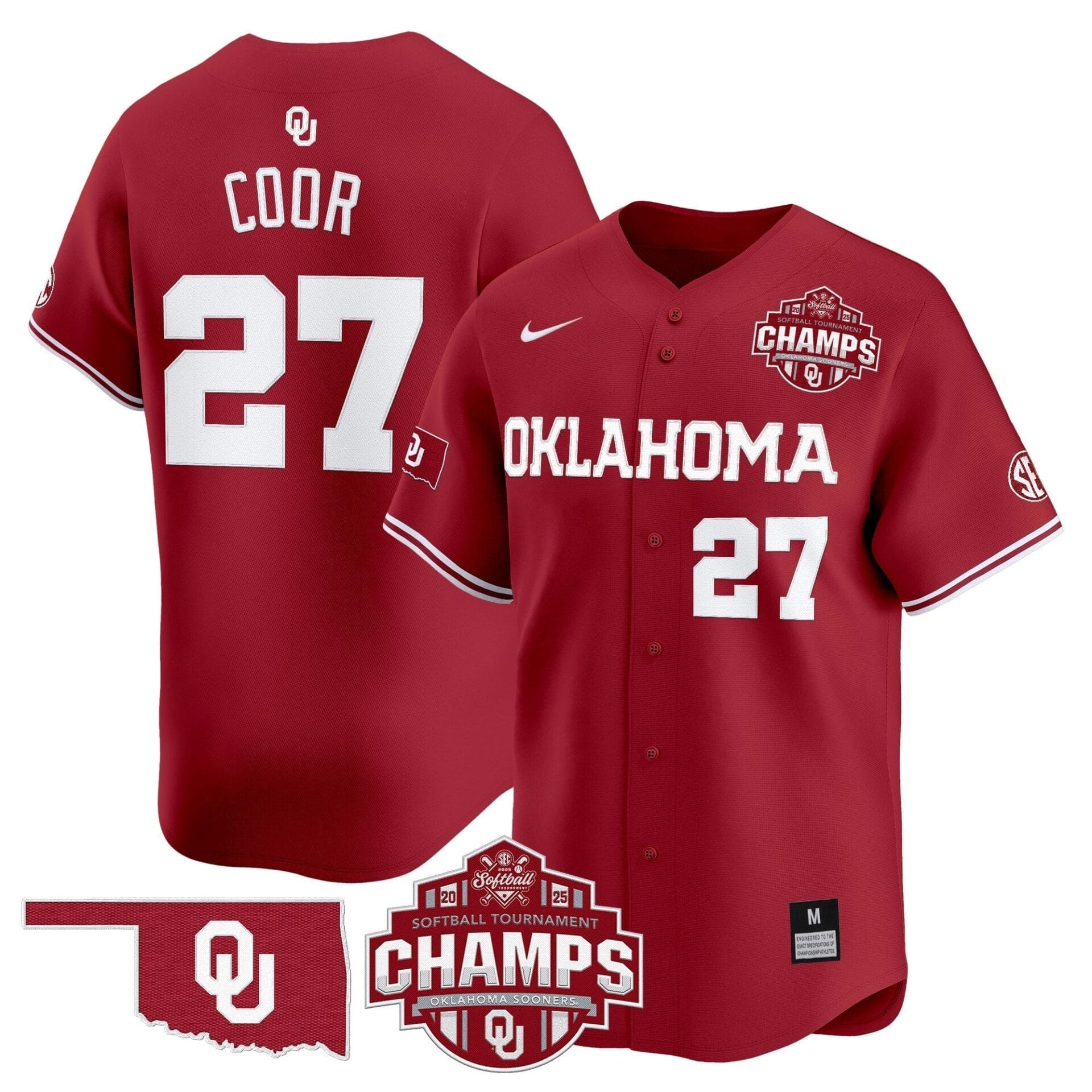 Oklahoma Sooners 2025 SEC Softball Conference Tournament Champions Patch Vapor Premier Limited Jersey - All Stitched - Image 7