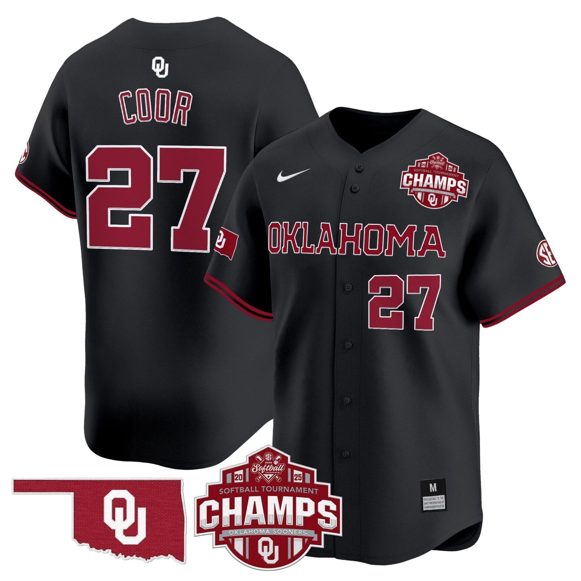 Oklahoma Sooners 2025 SEC Softball Conference Tournament Champions Patch Vapor Premier Limited Jersey - All Stitched - Image 27