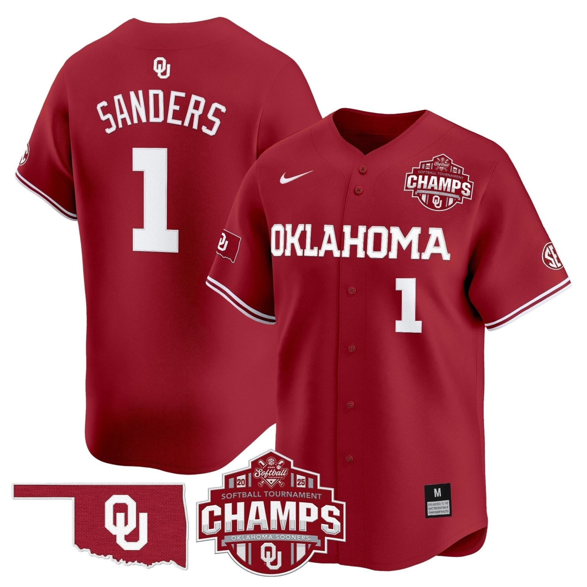 Oklahoma Sooners 2025 SEC Softball Conference Tournament Champions Patch Vapor Premier Limited Jersey - All Stitched