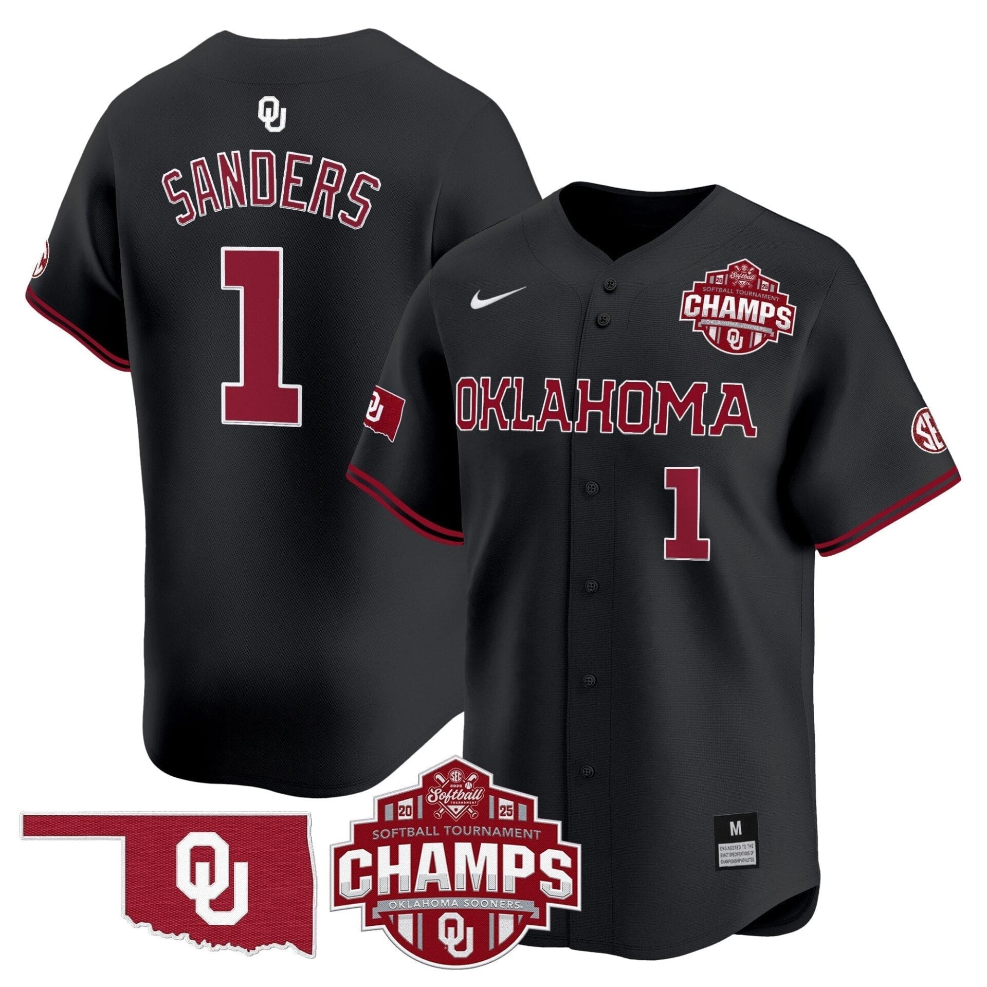 Oklahoma Sooners 2025 SEC Softball Conference Tournament Champions Patch Vapor Premier Limited Jersey - All Stitched - Image 21