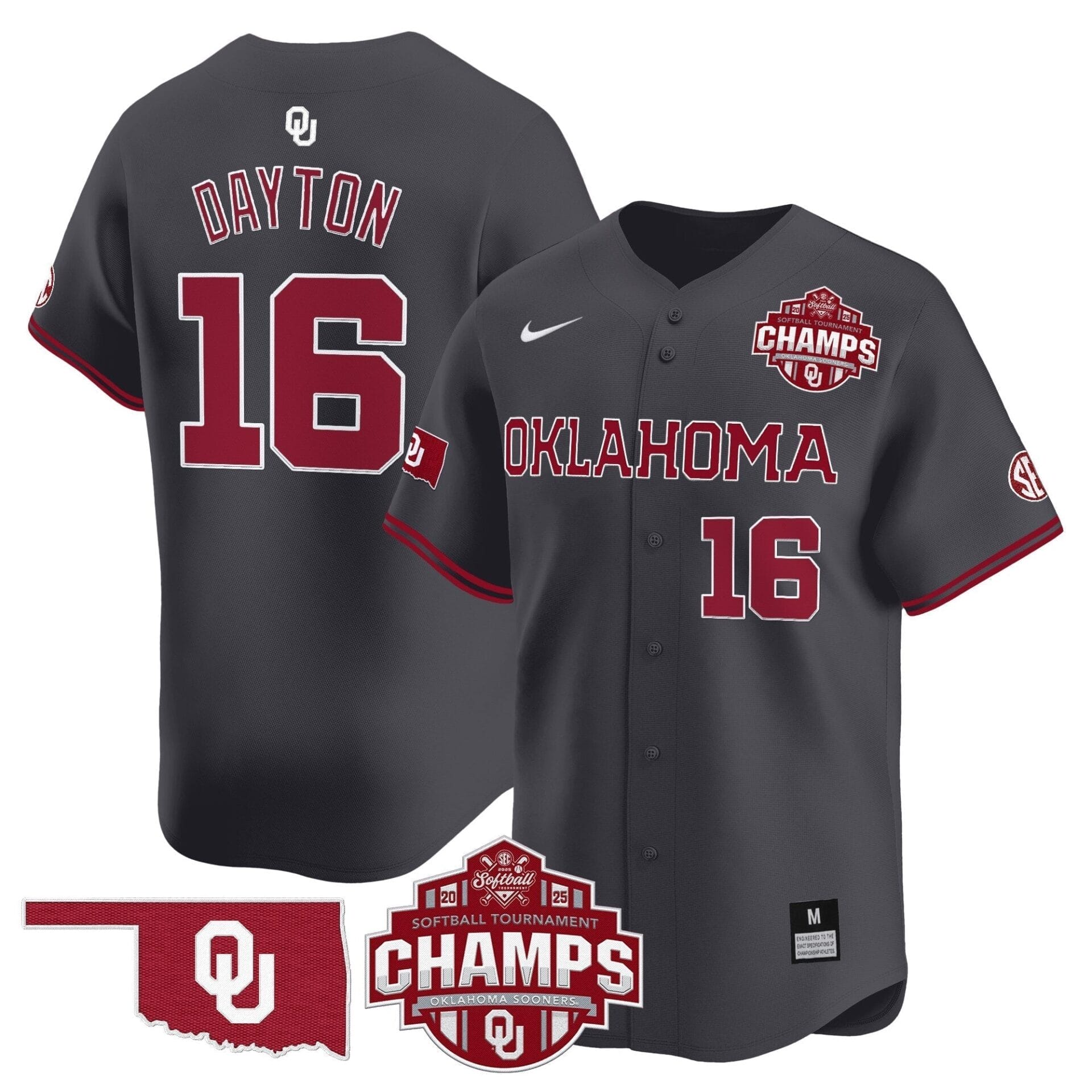 Oklahoma Sooners 2025 SEC Softball Conference Tournament Champions Patch Vapor Premier Limited Jersey - All Stitched - Image 36