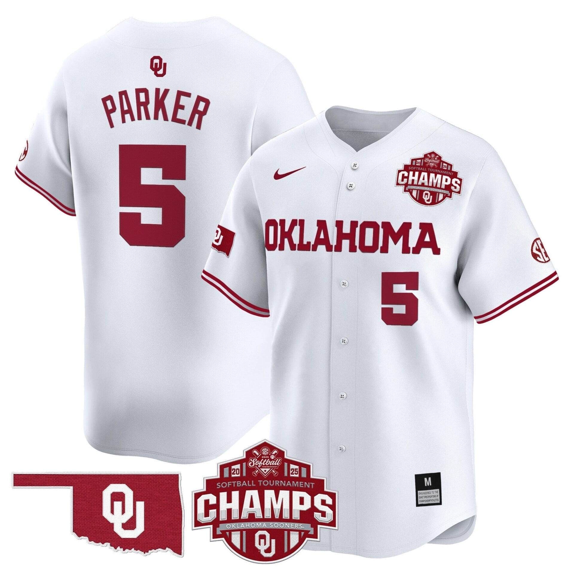 Oklahoma Sooners 2025 SEC Softball Conference Tournament Champions Patch Vapor Premier Limited Jersey - All Stitched - Image 18