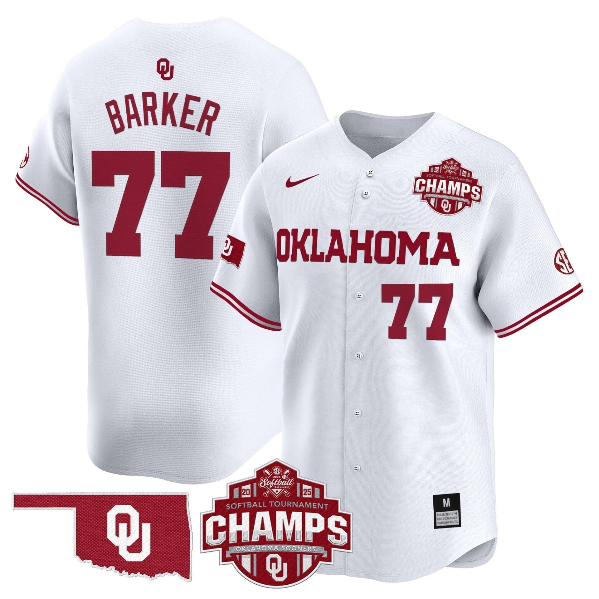 Oklahoma Sooners 2025 SEC Softball Conference Tournament Champions Patch Vapor Premier Limited Jersey - All Stitched - Image 19