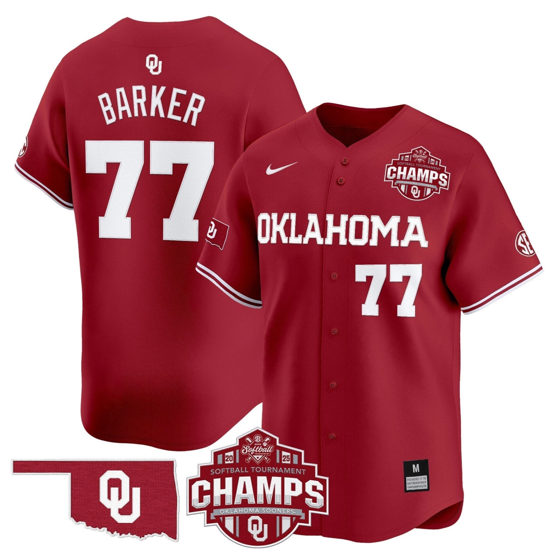 Oklahoma Sooners 2025 SEC Softball Conference Tournament Champions Patch Vapor Premier Limited Jersey - All Stitched - Image 9