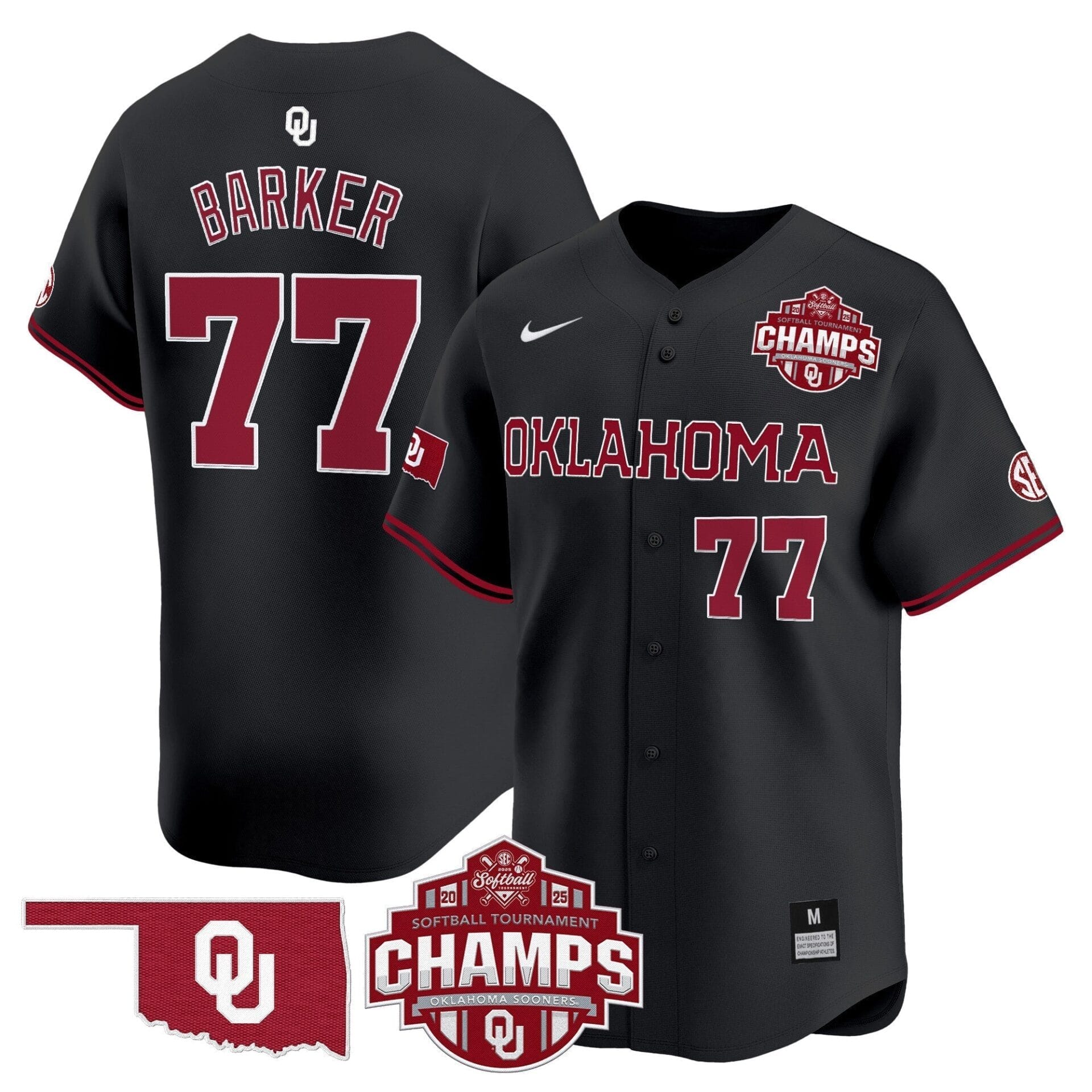 Oklahoma Sooners 2025 SEC Softball Conference Tournament Champions Patch Vapor Premier Limited Jersey - All Stitched - Image 29
