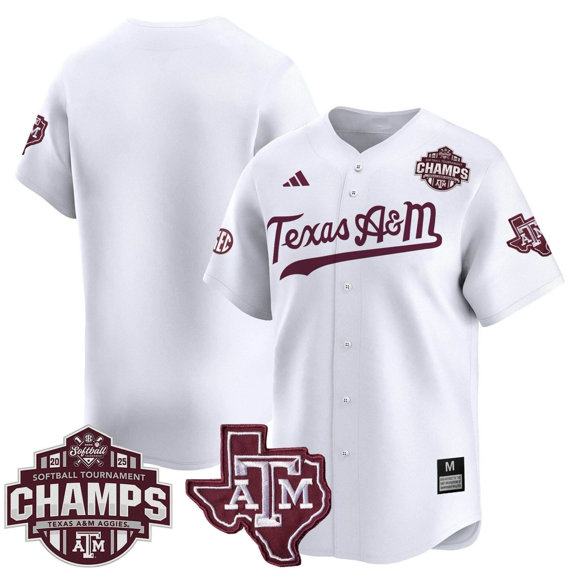 Texas A&M Aggies 2025 SEC Softball Conference Tournament Champions Patch Vapor Premier Limited Jersey - All Stitched - Image 24