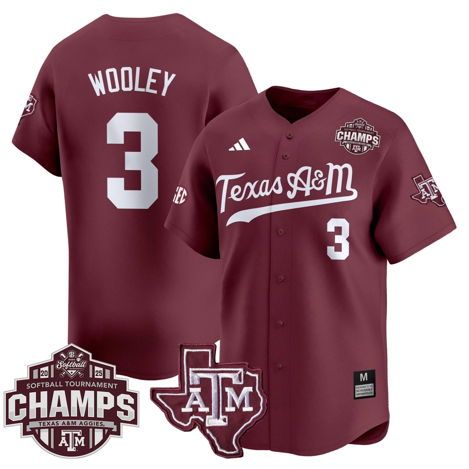 Texas A&M Aggies 2025 SEC Softball Conference Tournament Champions Patch Vapor Premier Limited Jersey - All Stitched - Image 11