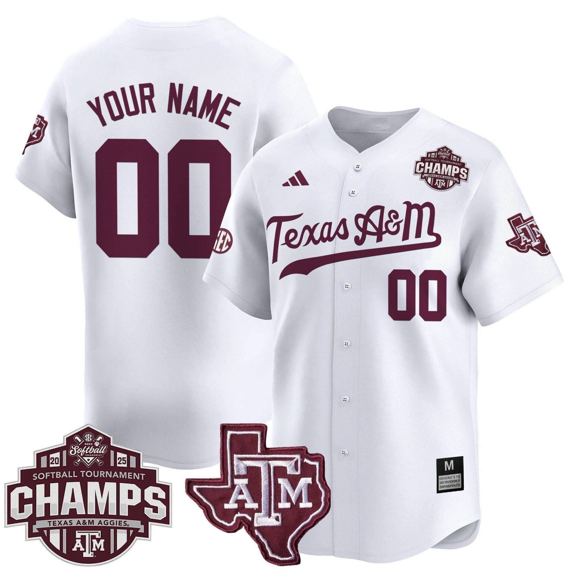 Texas A&M Aggies 2025 SEC Softball Conference Tournament Champions Patch Vapor Premier Limited Custom Jersey - All Stitched - Image 3