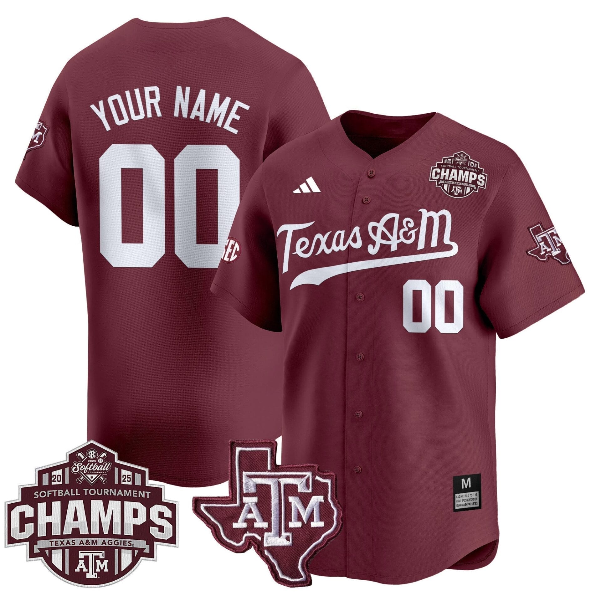 Texas A&M Aggies 2025 SEC Softball Conference Tournament Champions Patch Vapor Premier Limited Custom Jersey - All Stitched - Image 2
