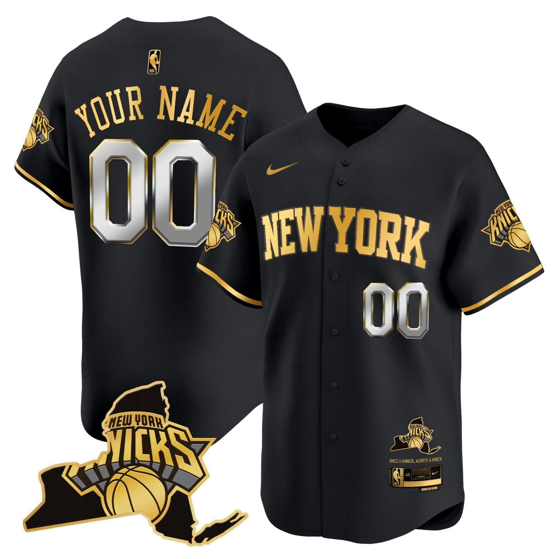 New York Knicks Vapor Baseball Custom Jersey - All Stitched - Image 2