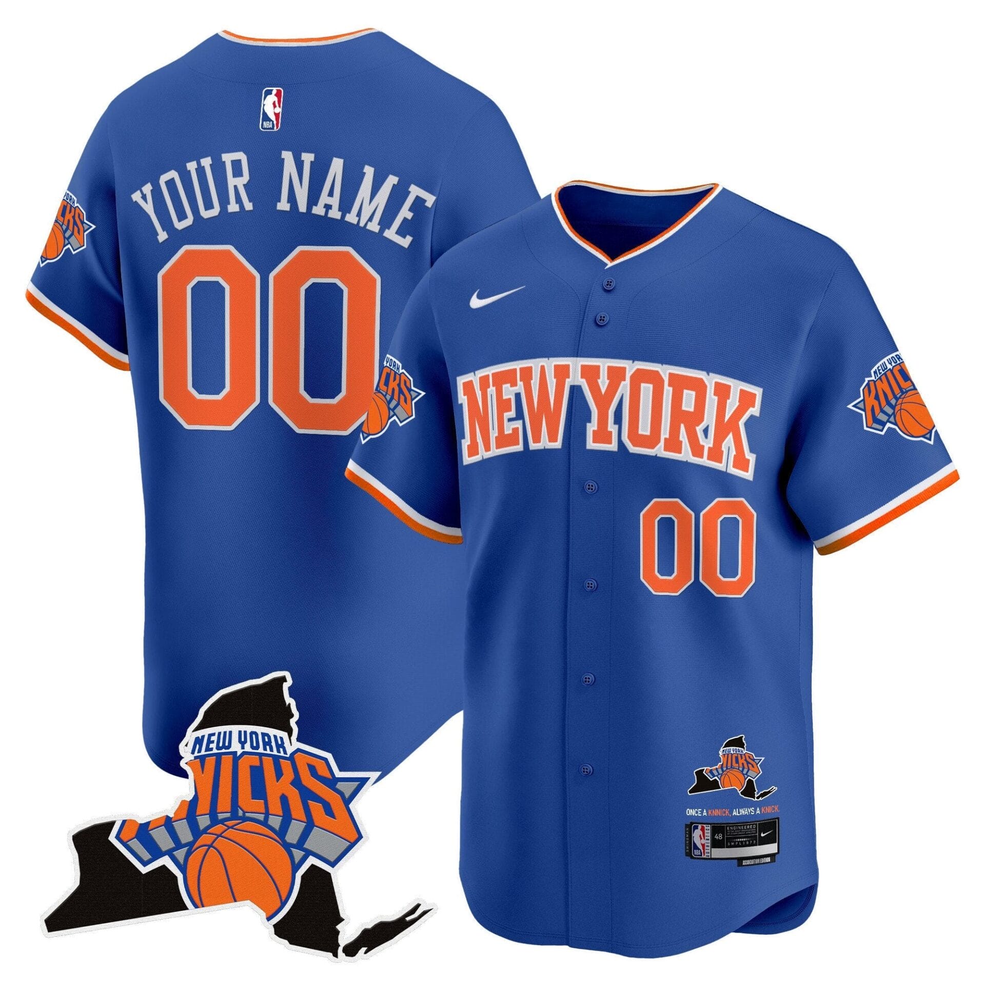 New York Knicks Vapor Baseball Custom Jersey - All Stitched - Image 3