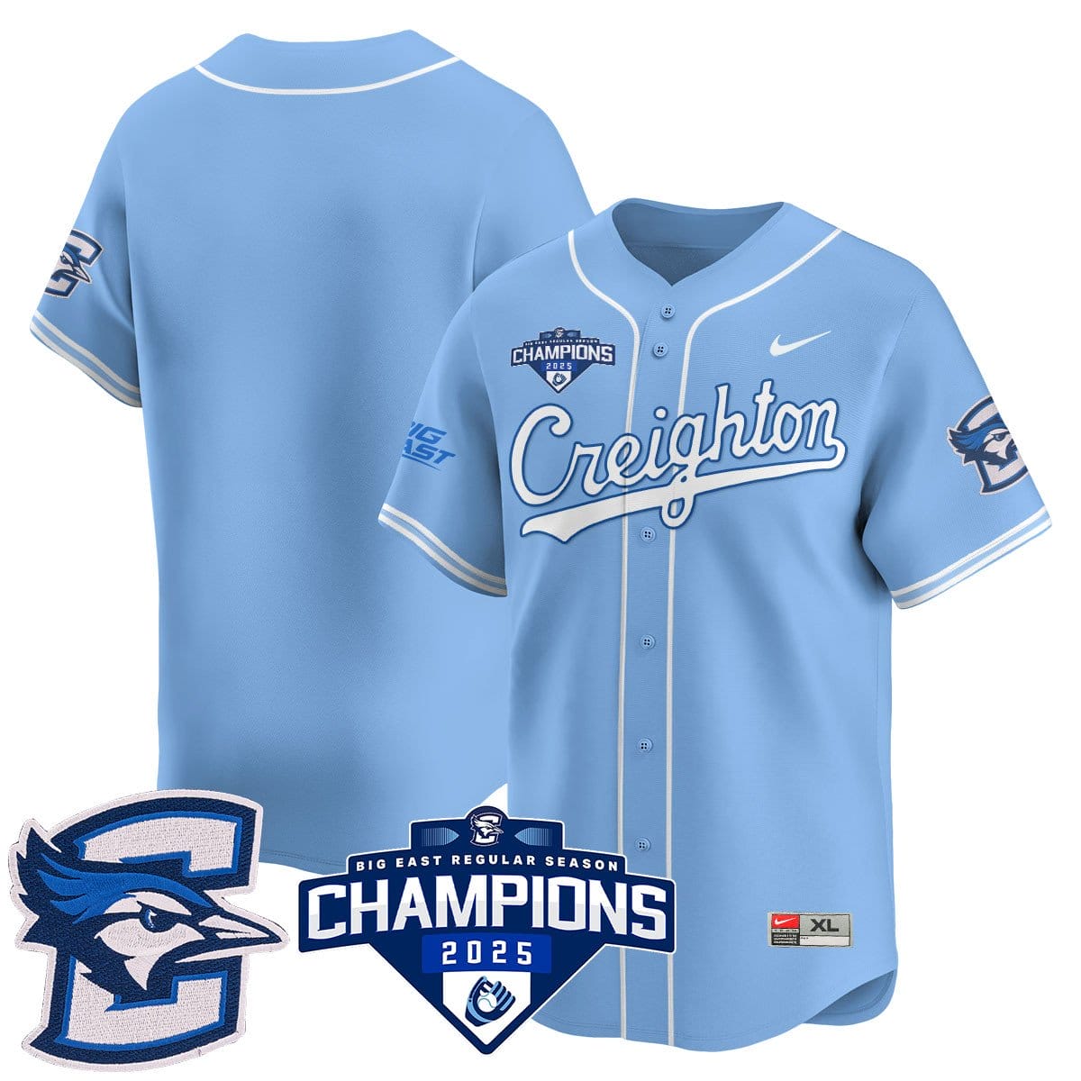 Creighton Bluejays Baseball 2025 Big East Baseball Tournament Champions Jersey N1 - All Stitched - Image 7