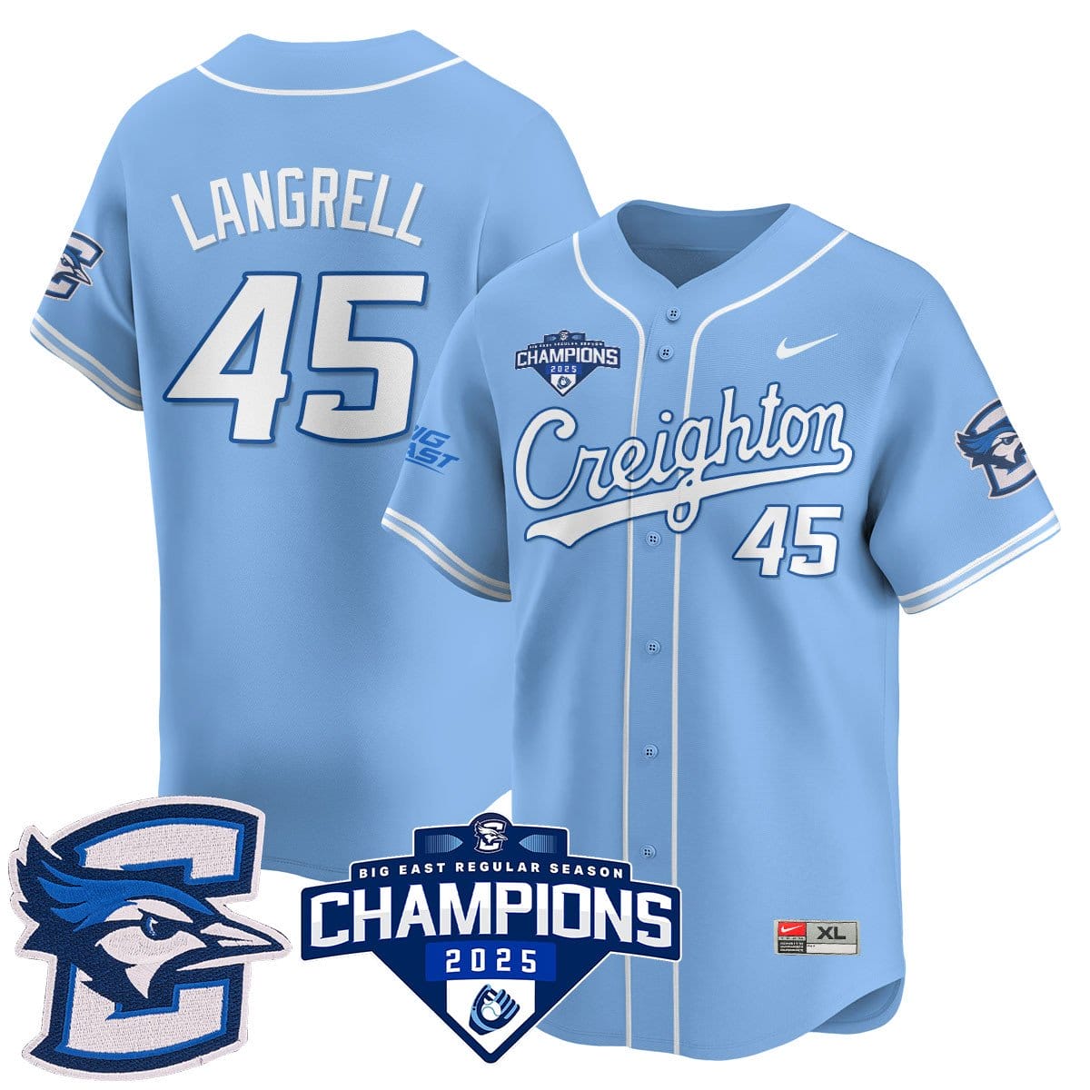 Creighton Bluejays Baseball 2025 Big East Baseball Tournament Champions Jersey N1 - All Stitched - Image 6