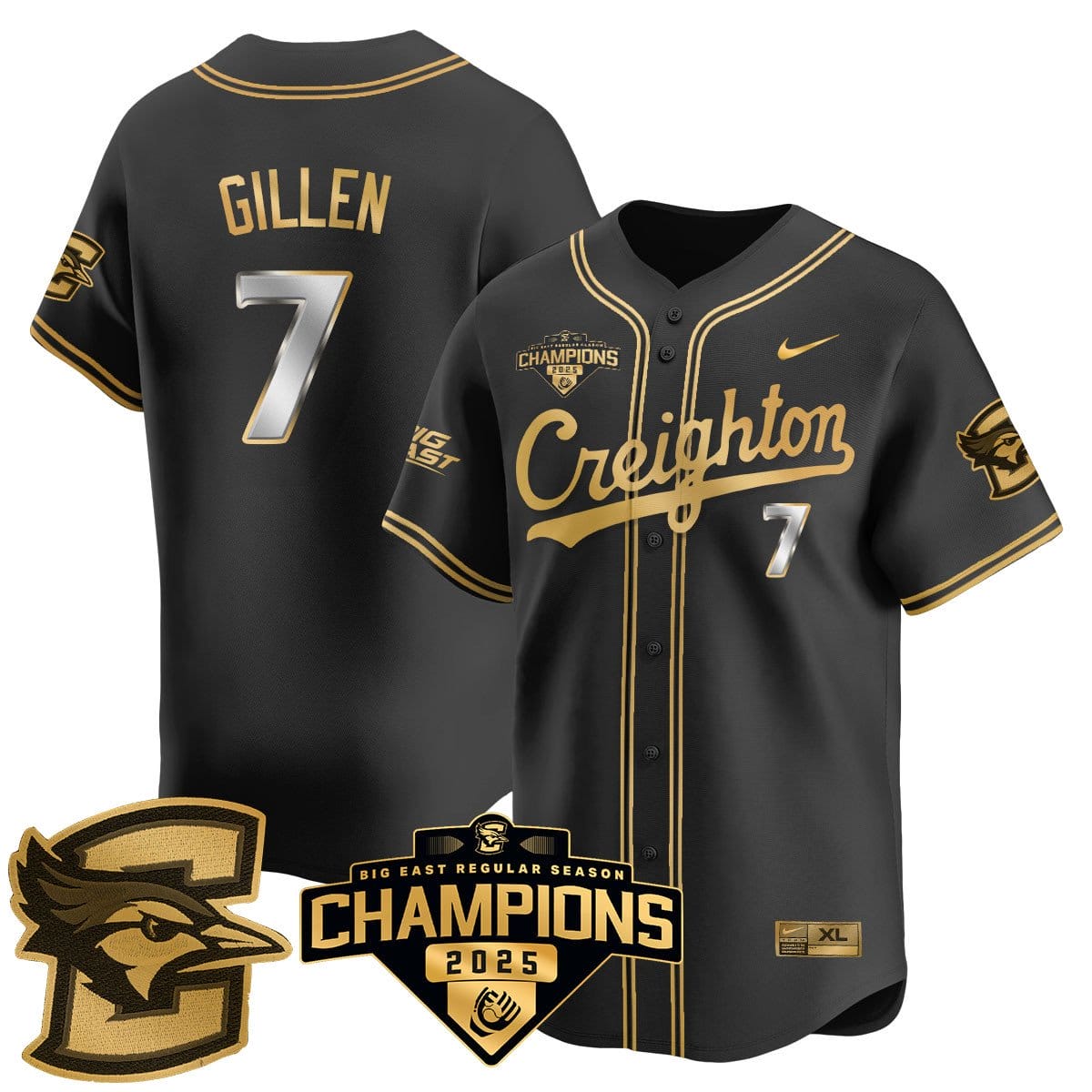 Creighton Bluejays Baseball 2025 Big East Baseball Tournament Champions Jersey N1 - All Stitched - Image 3