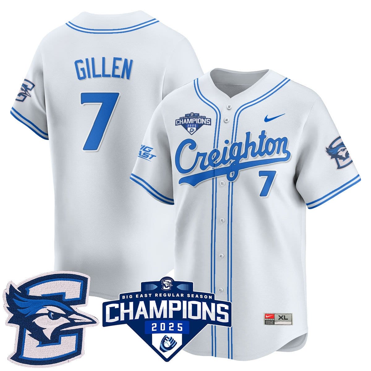Creighton Bluejays Baseball 2025 Big East Baseball Tournament Champions Jersey N1 - All Stitched - Image 15