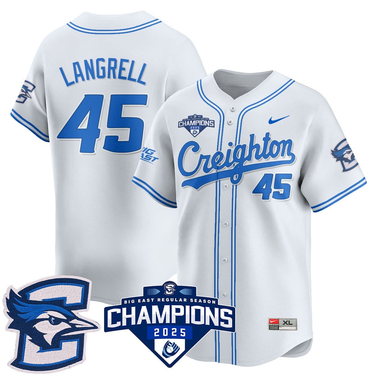 Creighton Bluejays Baseball 2025 Big East Baseball Tournament Champions Jersey N1 - All Stitched - Image 19