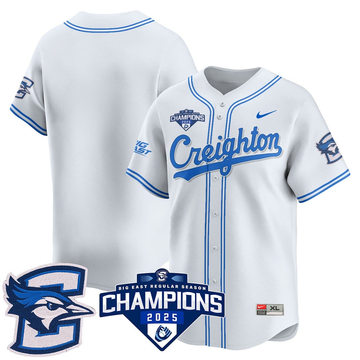 Creighton Bluejays Baseball 2025 Big East Baseball Tournament Champions Jersey N1 - All Stitched - Image 17