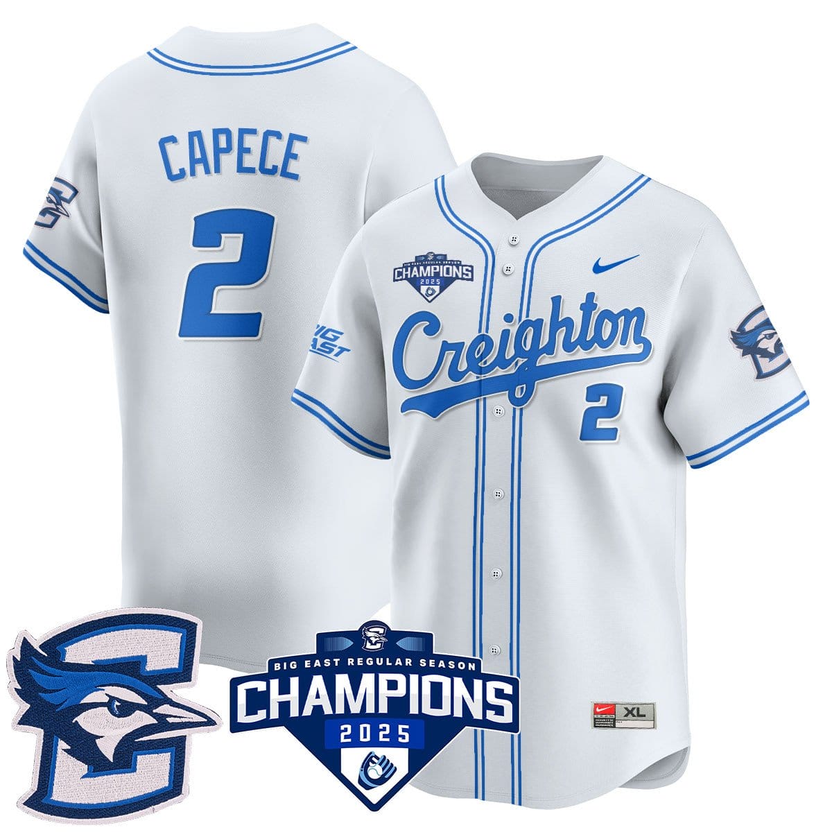 Creighton Bluejays Baseball 2025 Big East Baseball Tournament Champions Jersey N1 - All Stitched - Image 2
