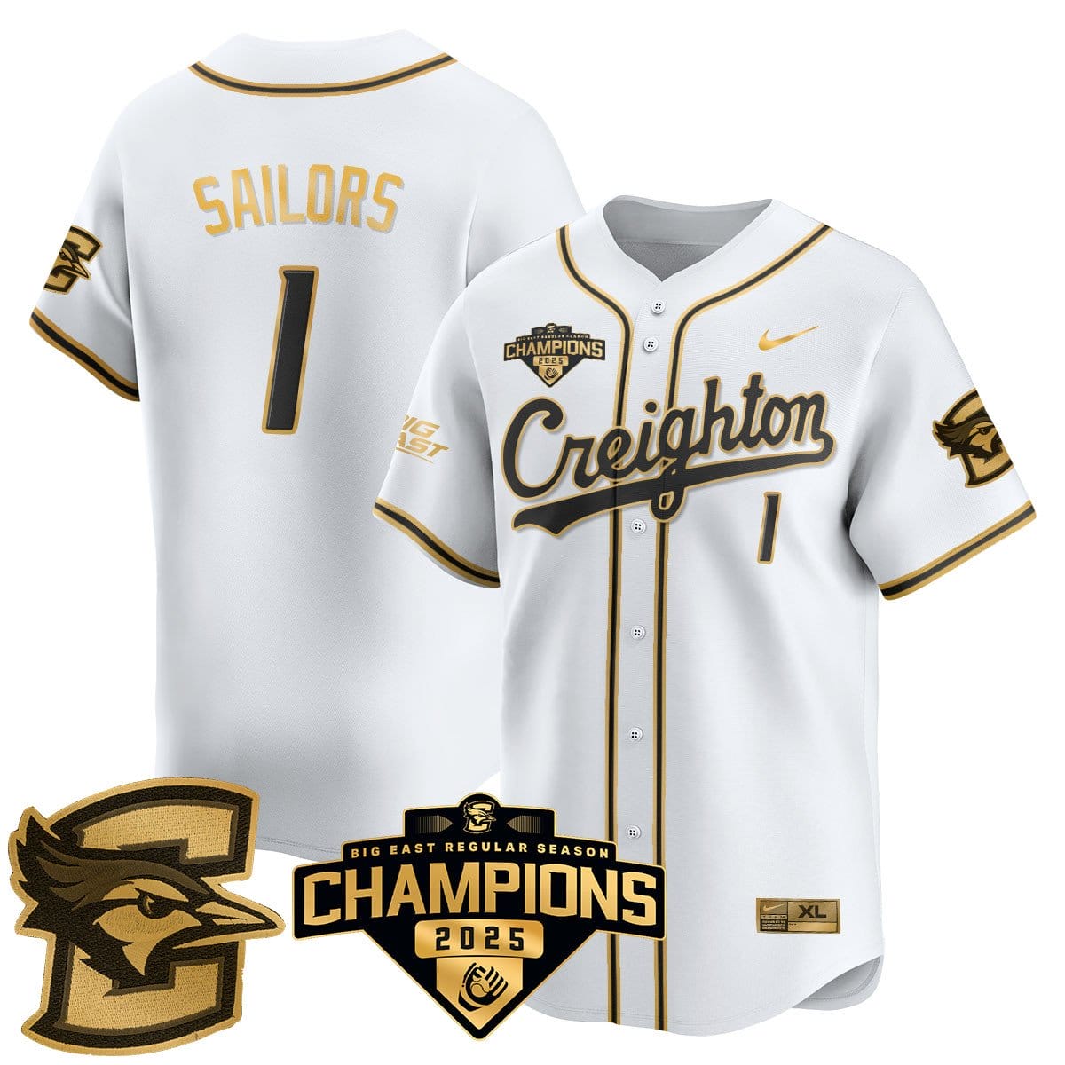 Creighton Bluejays Baseball 2025 Big East Baseball Tournament Champions Jersey N1 - All Stitched - Image 21