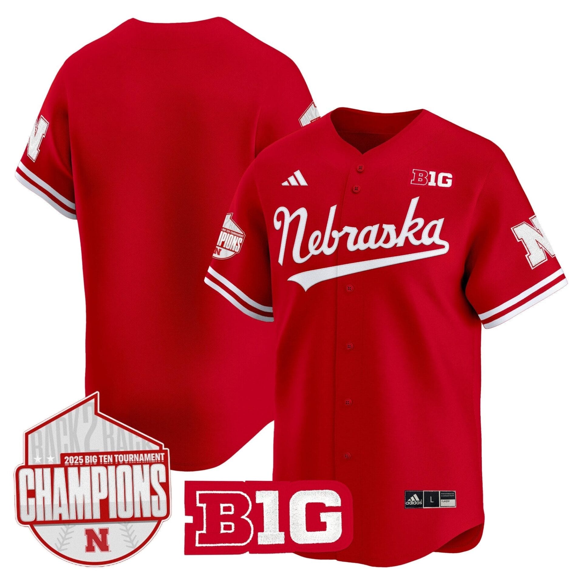 Nebraska Huskers Back 2 Back Champions Patch Vapor Premier Limited Jersey - All Stitched - Image 9
