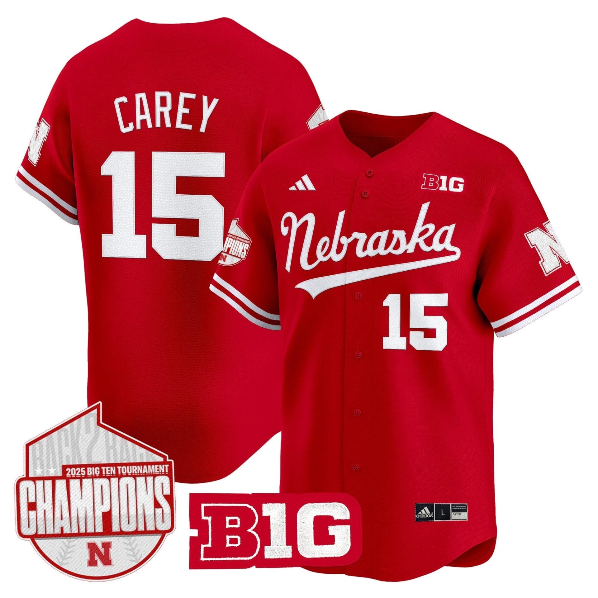 Nebraska Huskers Back 2 Back Champions Patch Vapor Premier Limited Jersey - All Stitched - Image 3