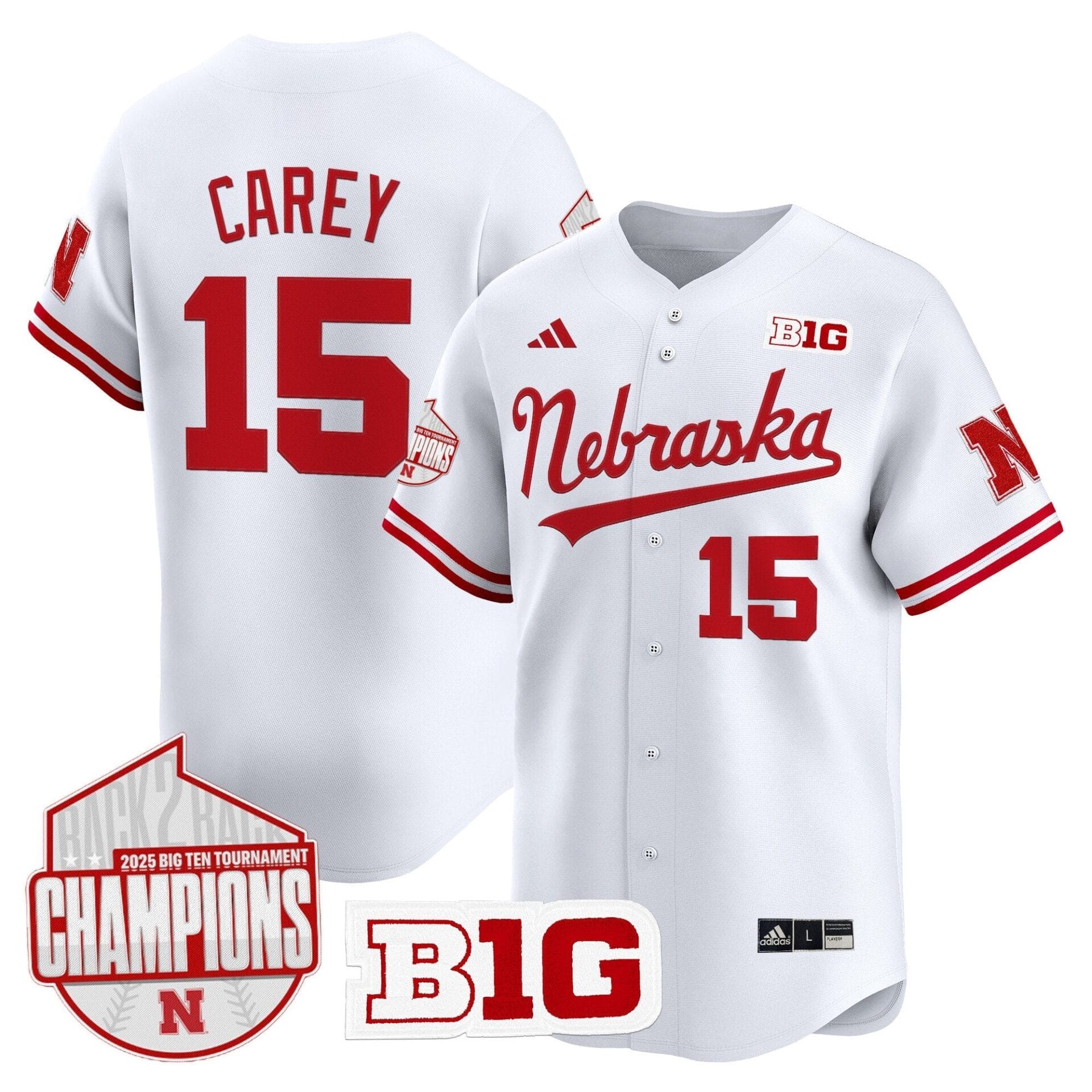 Nebraska Huskers Back 2 Back Champions Patch Vapor Premier Limited Jersey - All Stitched - Image 12