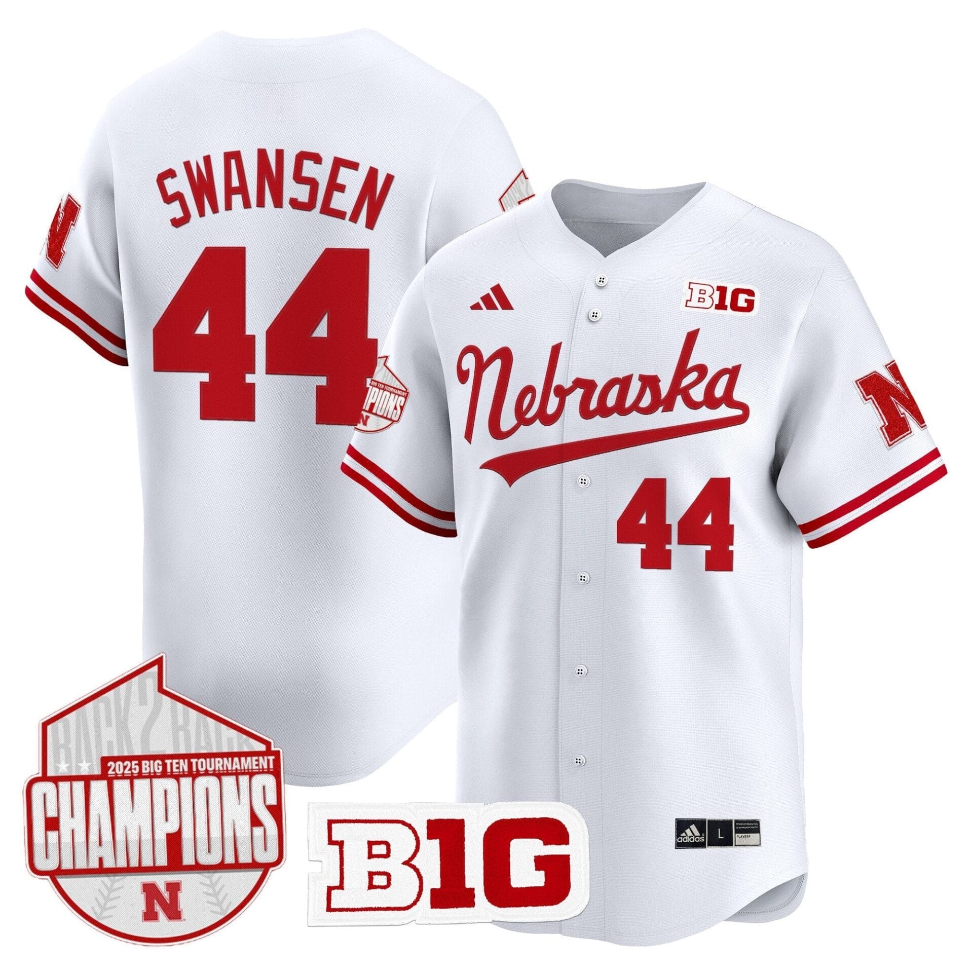 Nebraska Huskers Back 2 Back Champions Patch Vapor Premier Limited Jersey - All Stitched - Image 14