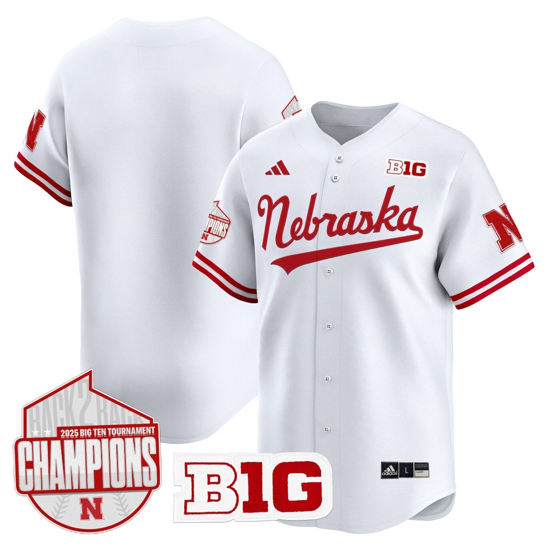 Nebraska Huskers Back 2 Back Champions Patch Vapor Premier Limited Jersey - All Stitched - Image 18