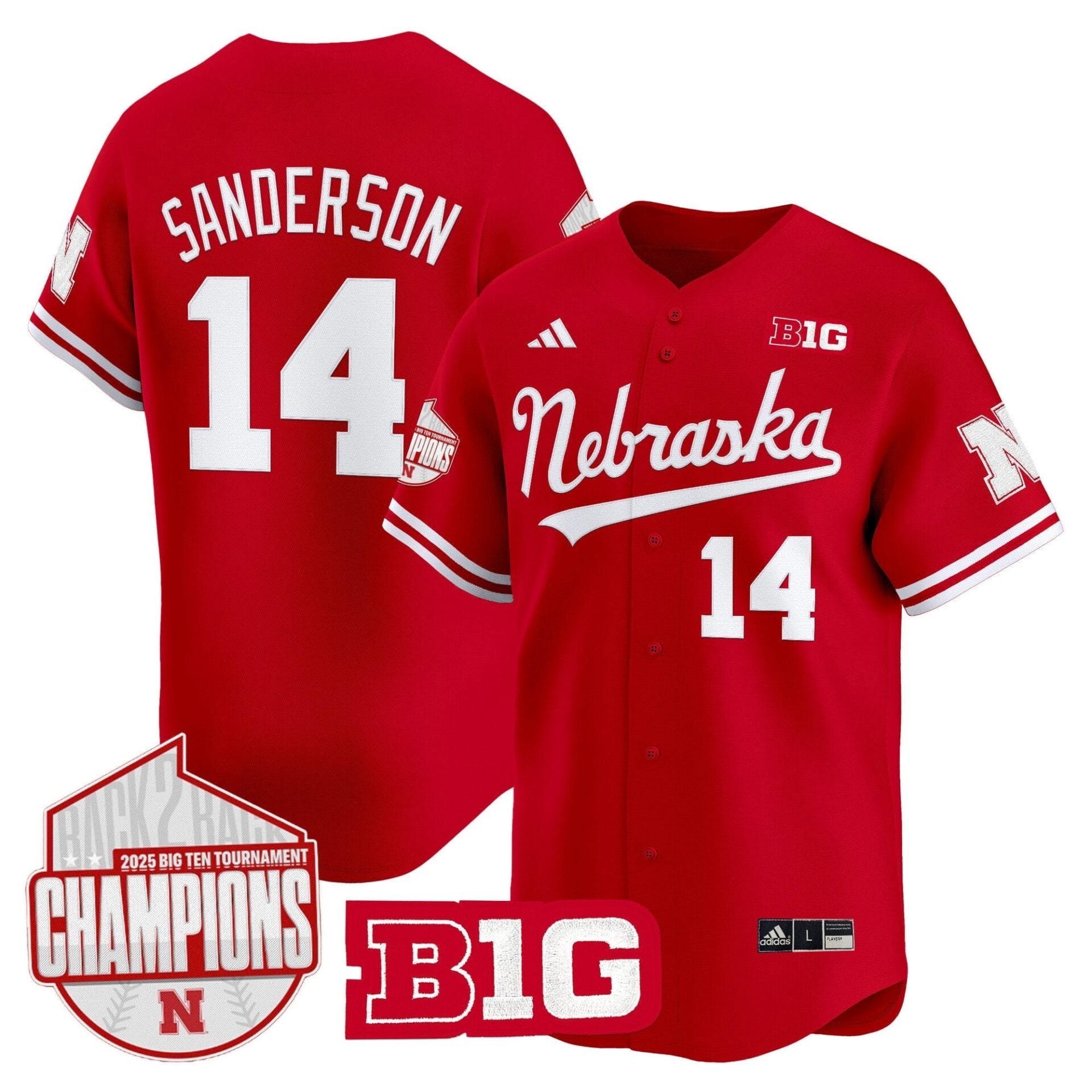 Nebraska Huskers Back 2 Back Champions Patch Vapor Premier Limited Jersey - All Stitched - Image 6