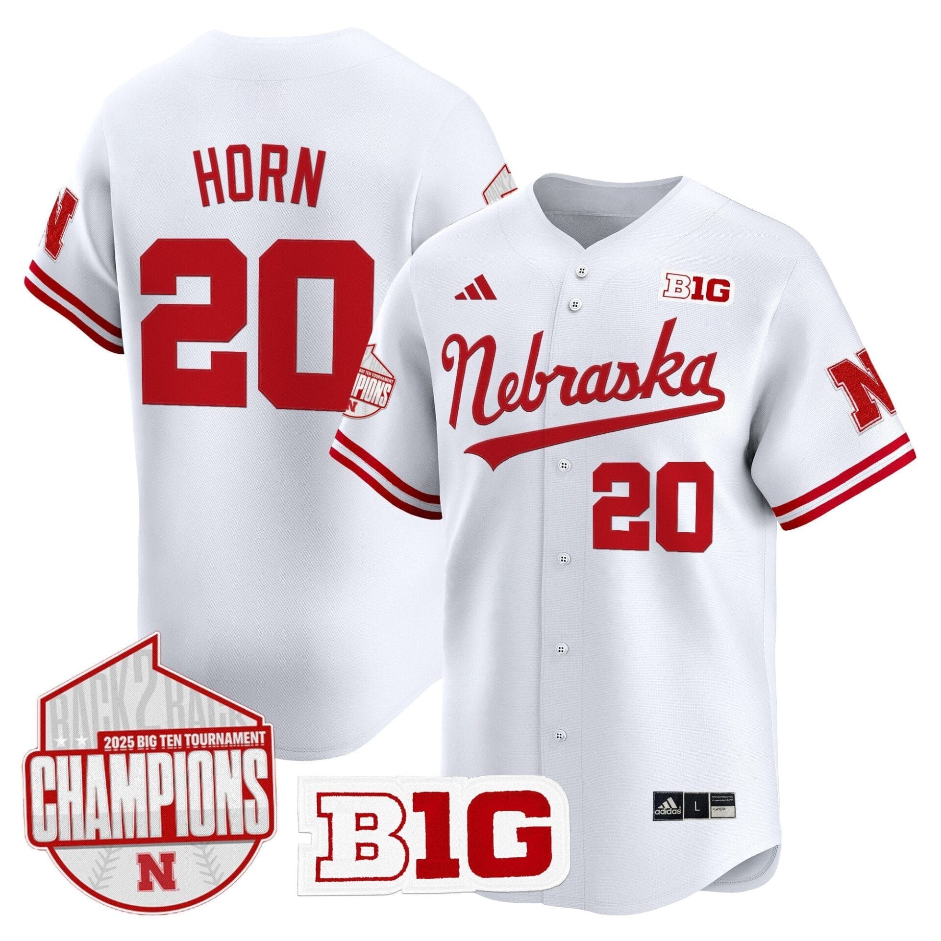 Nebraska Huskers Back 2 Back Champions Patch Vapor Premier Limited Jersey - All Stitched - Image 10