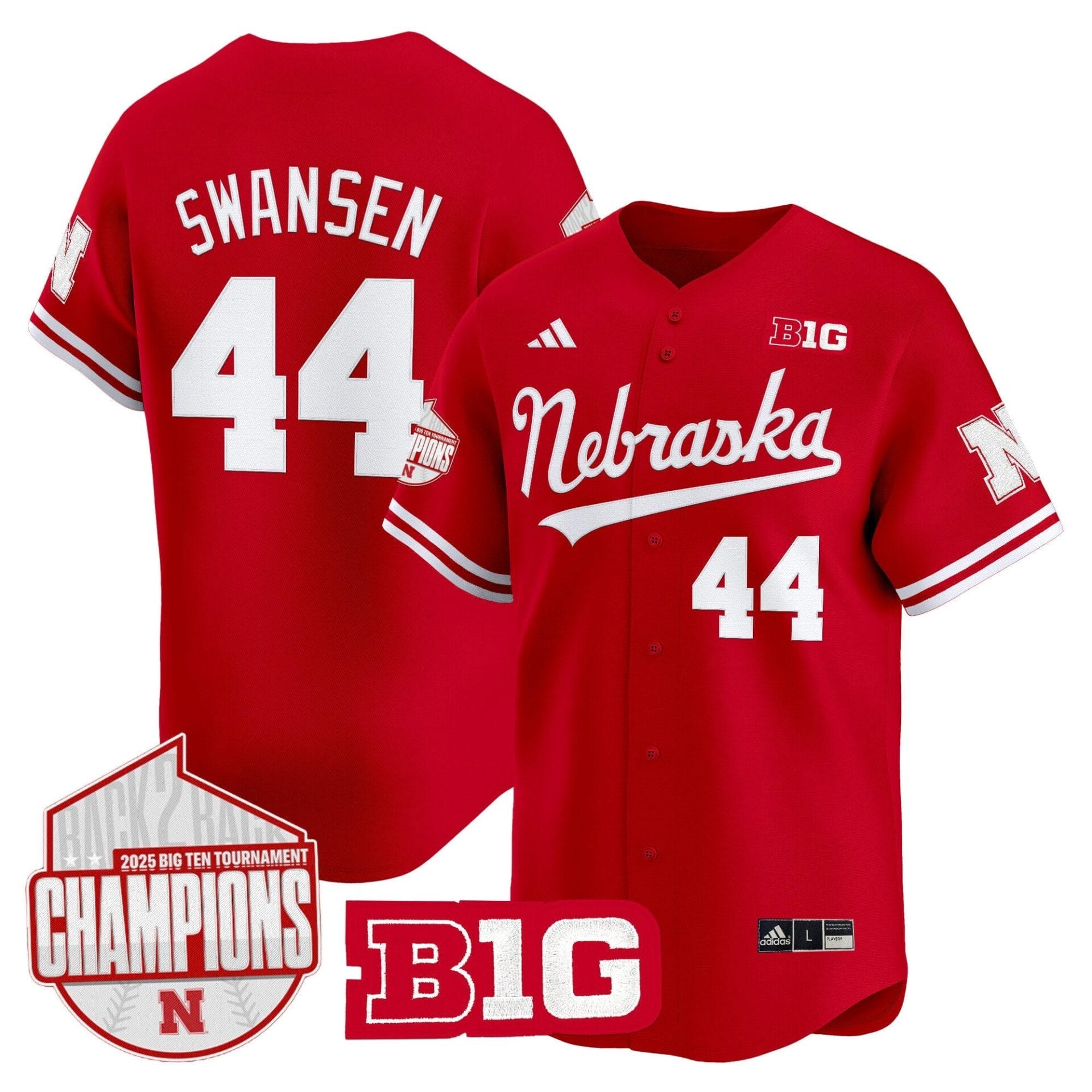 Nebraska Huskers Back 2 Back Champions Patch Vapor Premier Limited Jersey - All Stitched - Image 5