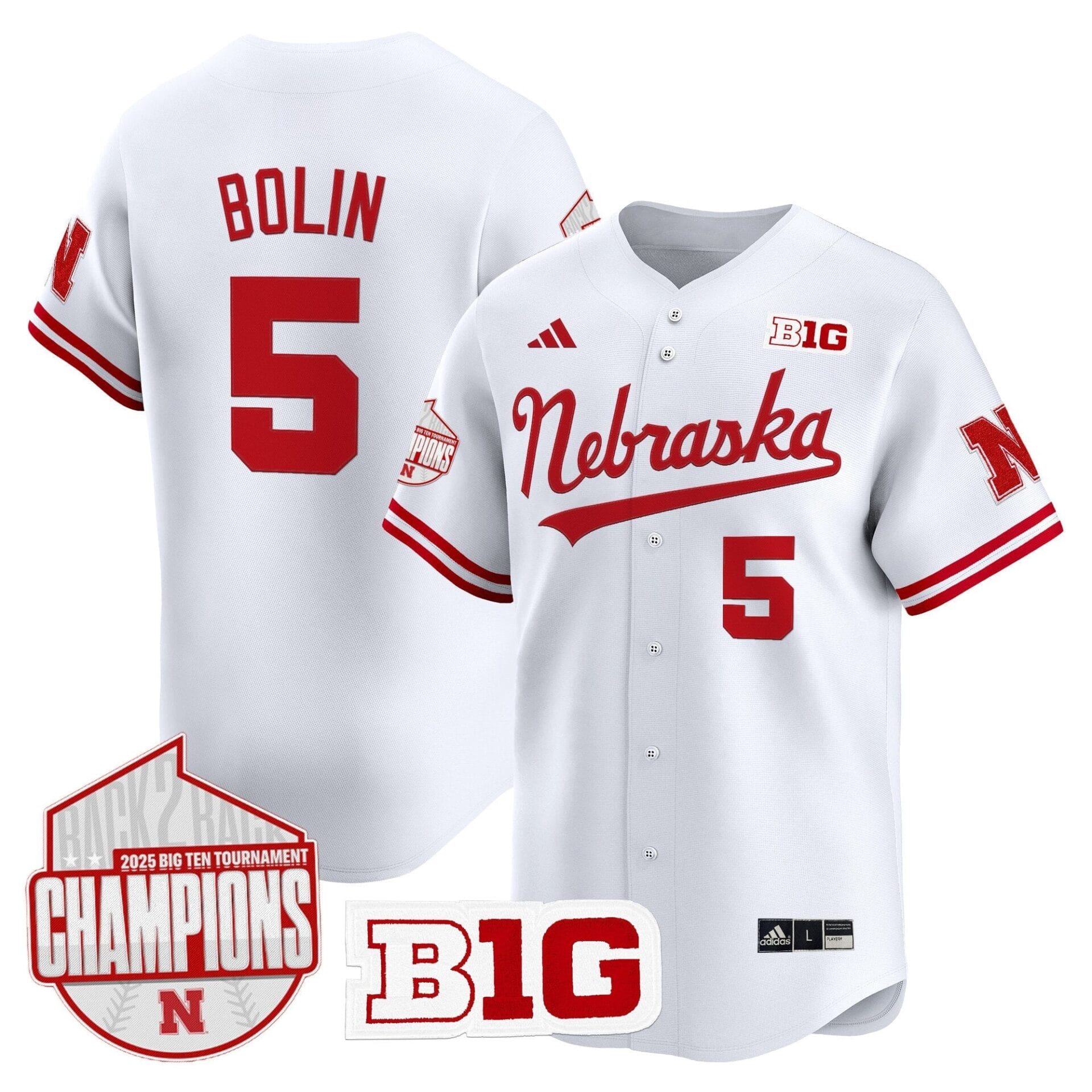 Nebraska Huskers Back 2 Back Champions Patch Vapor Premier Limited Jersey - All Stitched - Image 16