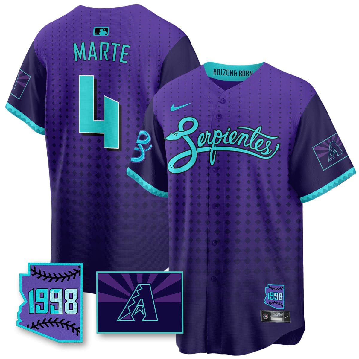 Arizona Diamondbacks Purple for Second “Serpientes” City Connect Jersey - All Stitched - Image 13