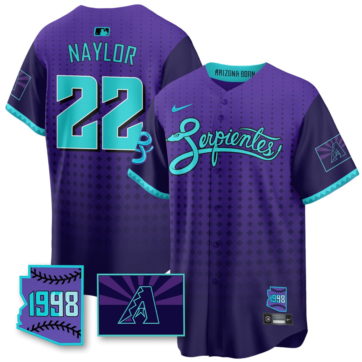 Arizona Diamondbacks Purple for Second “Serpientes” City Connect Jersey - All Stitched - Image 15