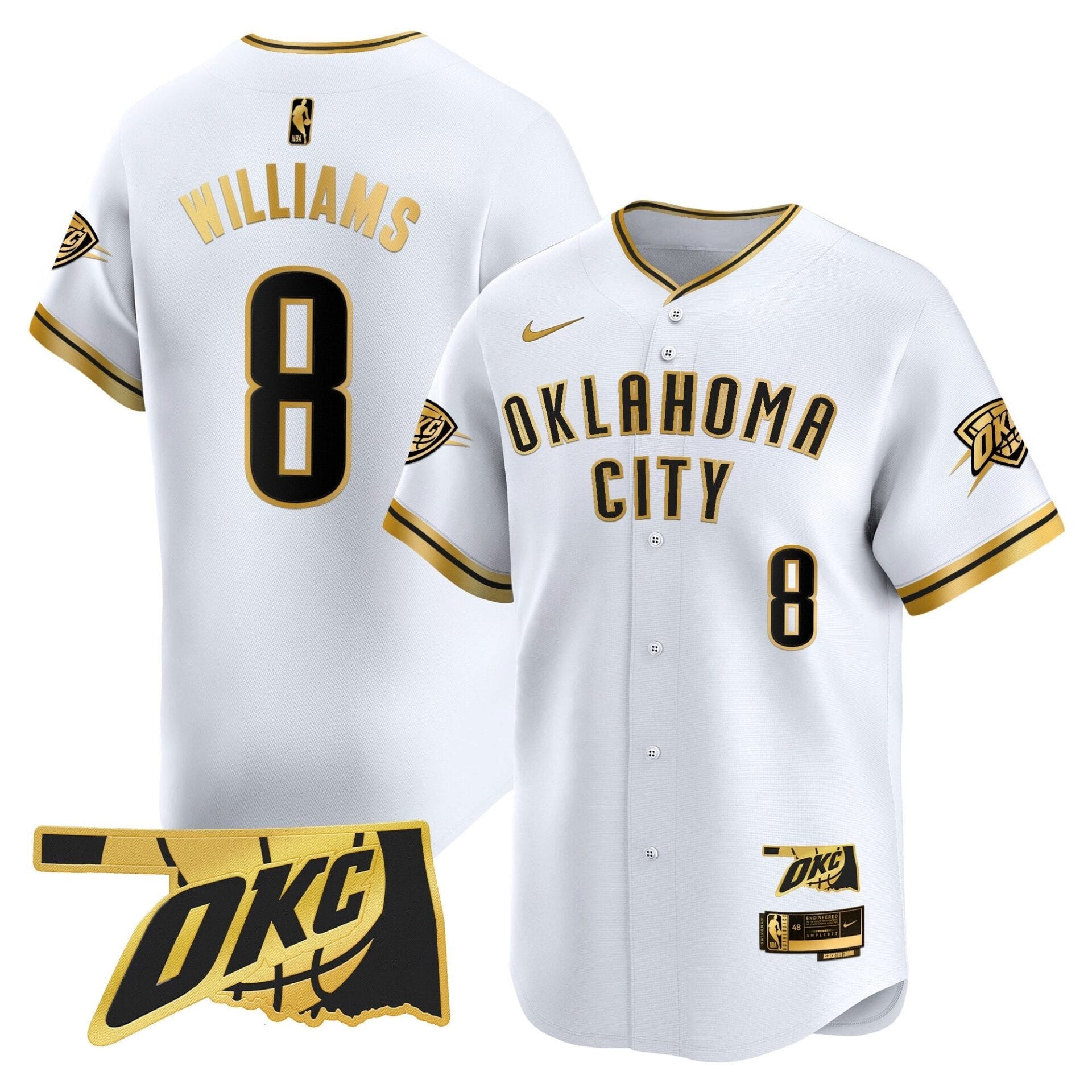 Oklahoma City Thunder Vapor Baseball Jersey - All Stitched - Image 2