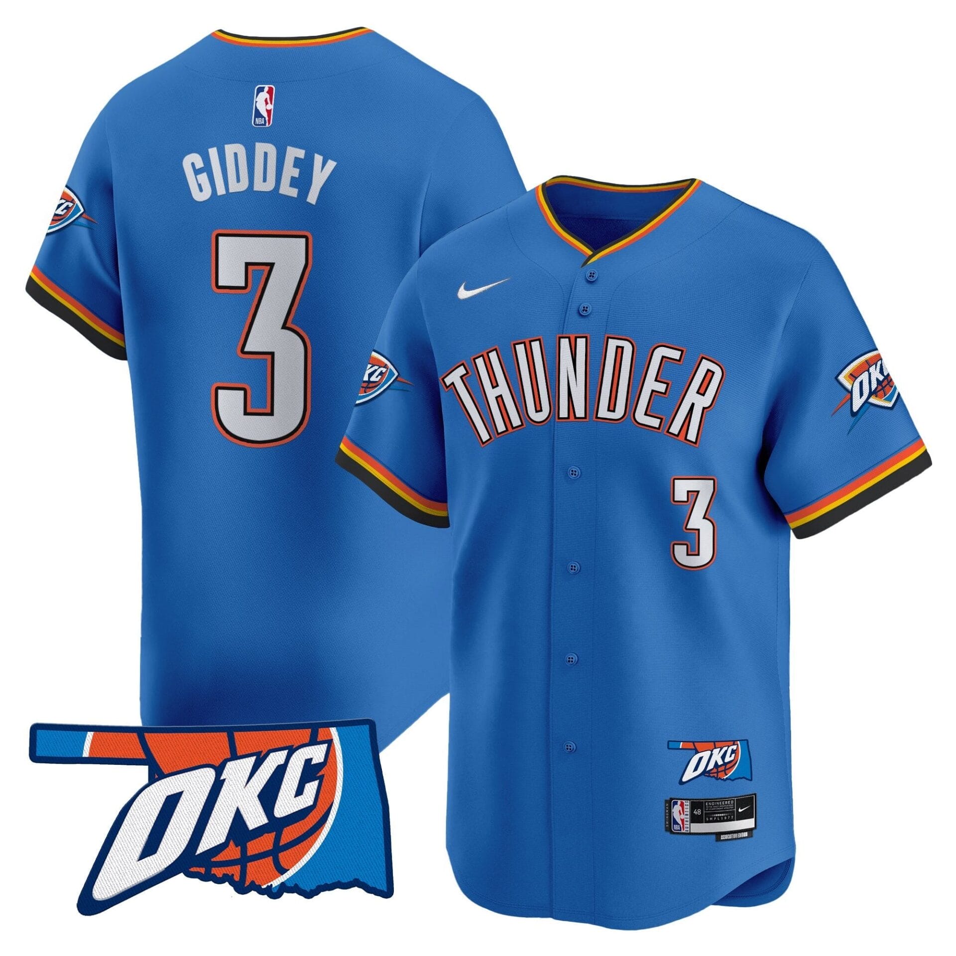 Oklahoma City Thunder Vapor Baseball Jersey - All Stitched - Image 18