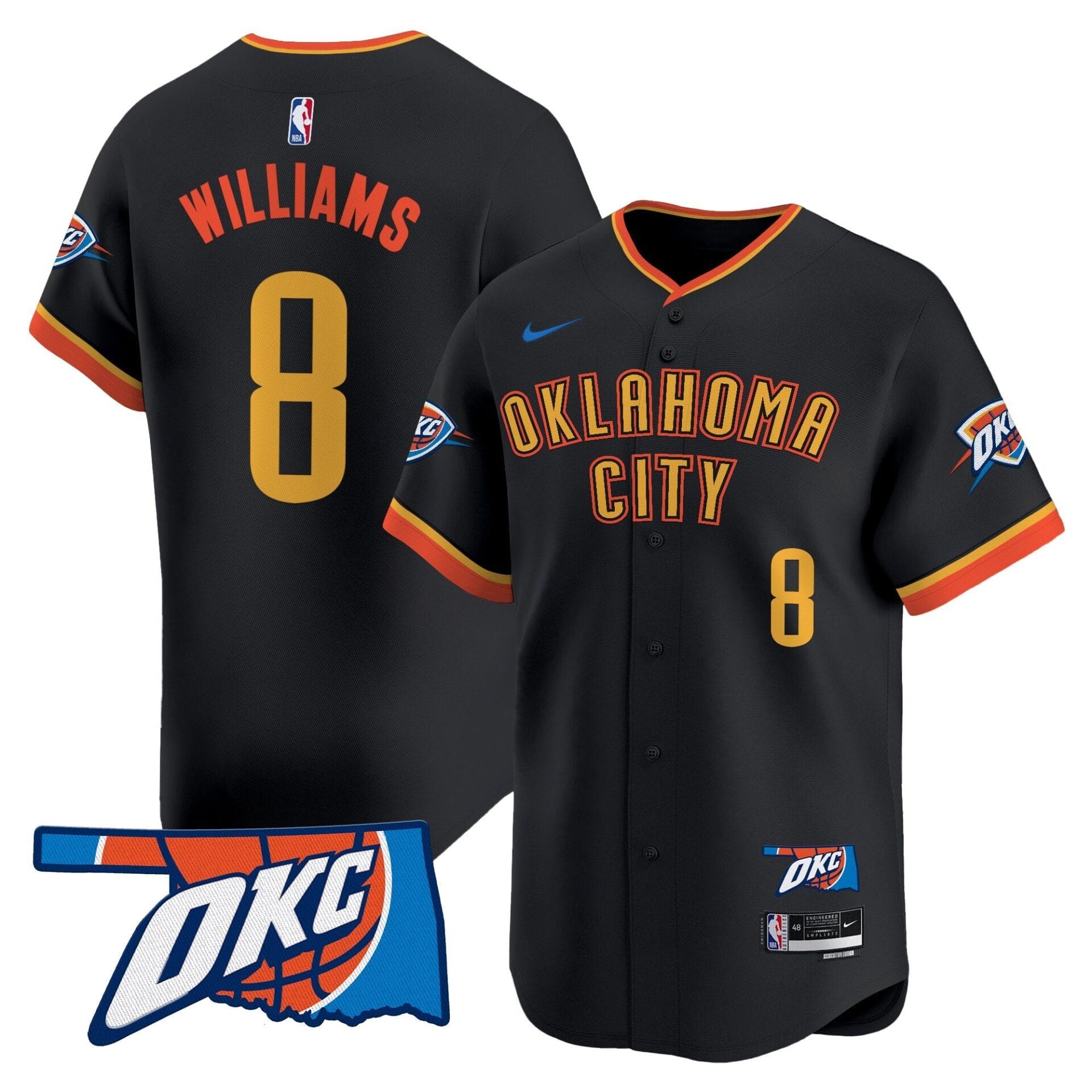 Oklahoma City Thunder Vapor Baseball Jersey - All Stitched - Image 30