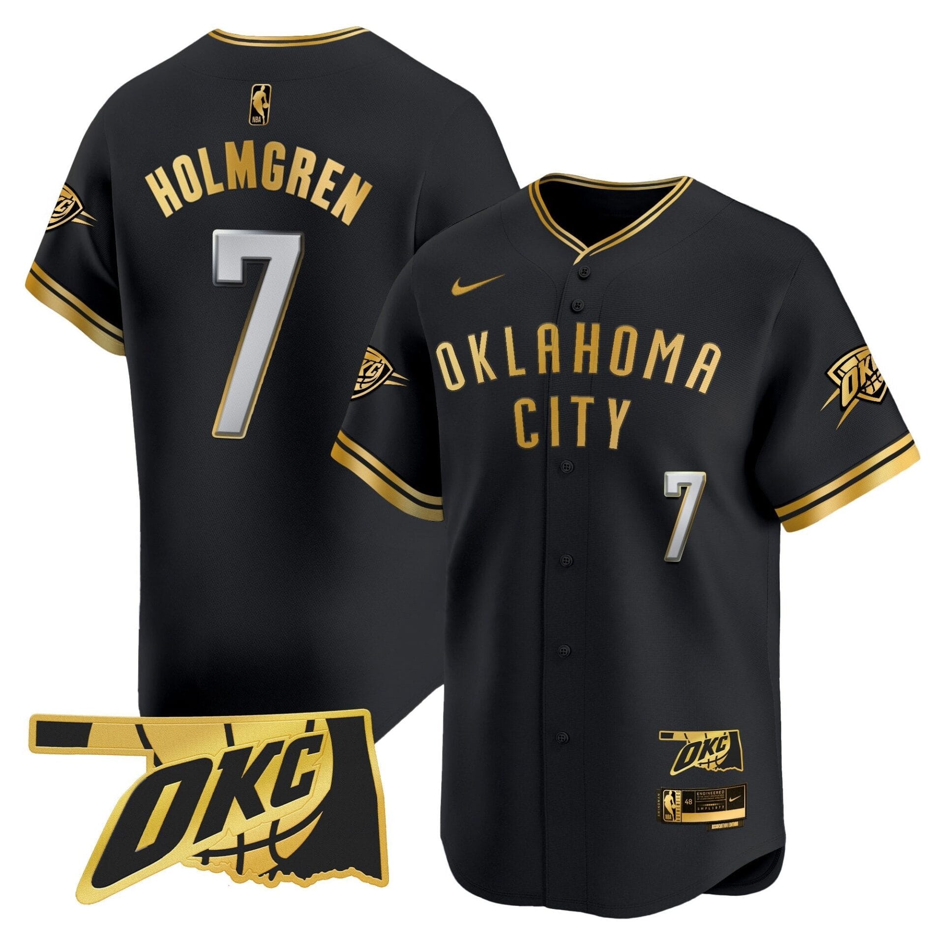 Oklahoma City Thunder Vapor Baseball Jersey - All Stitched - Image 10